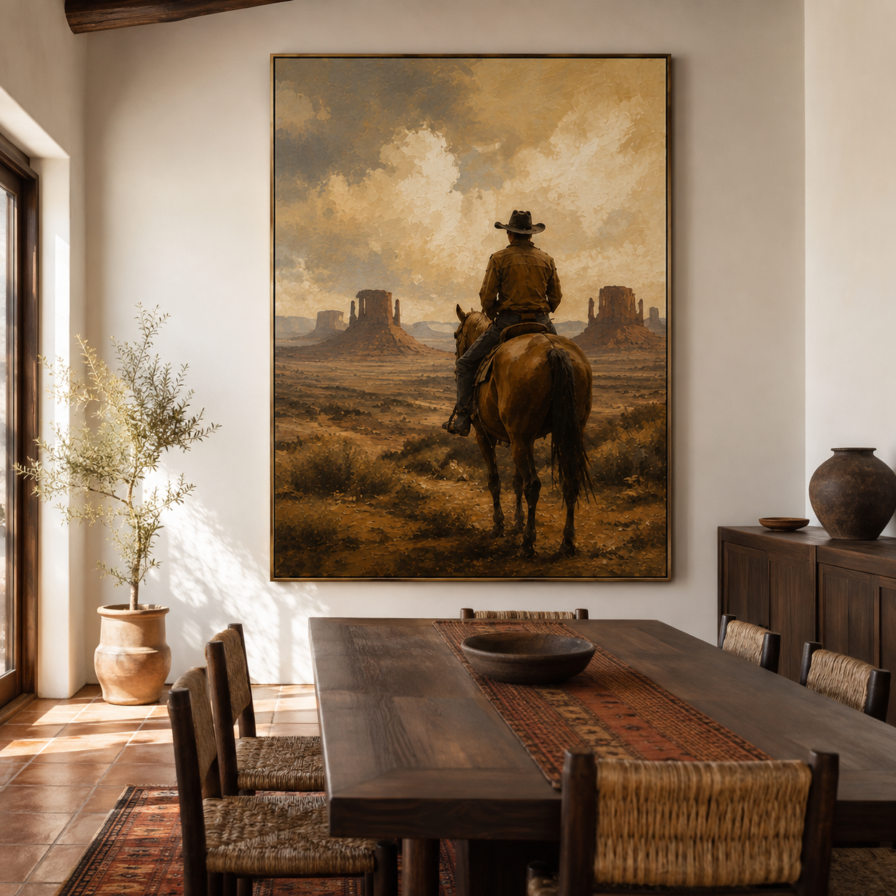 Cowboy horse wall art for a modern Western ranch style home