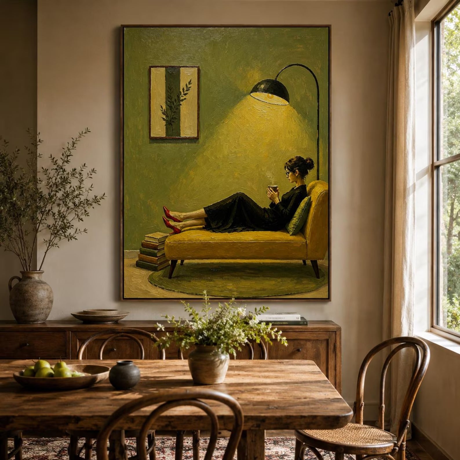 Reading Nook Hand-Painted Oil Painting