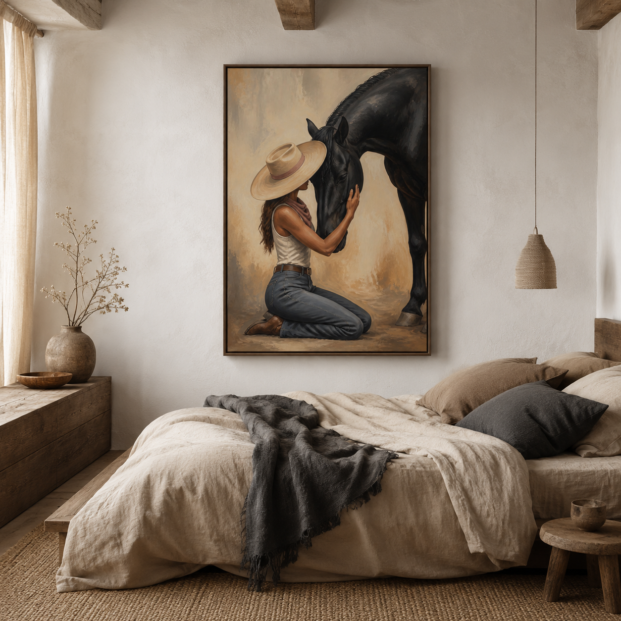 Rustic luxury wall art
Large equestrian painting
Western lifestyle artwork