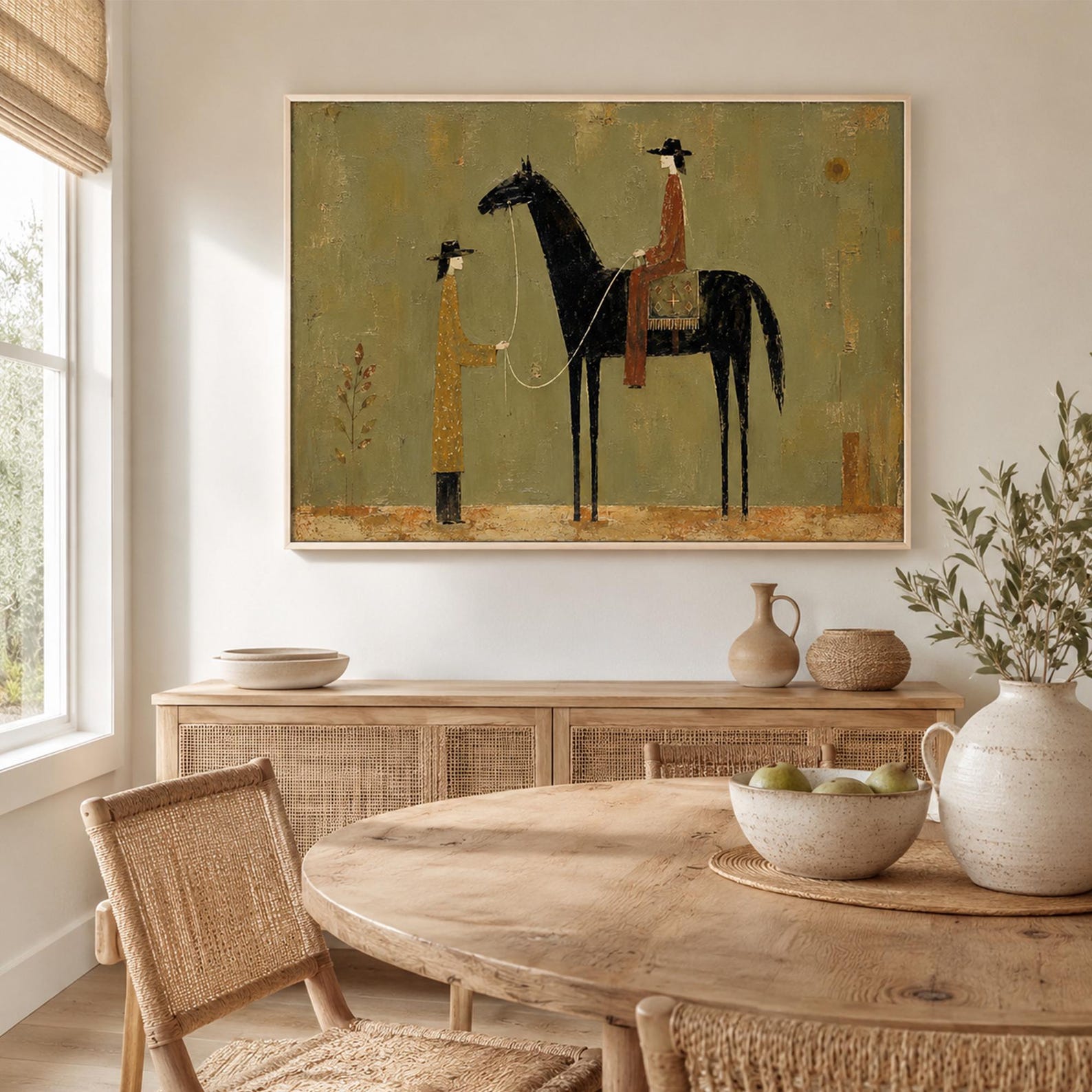 Southwestern horse painting for living room decor