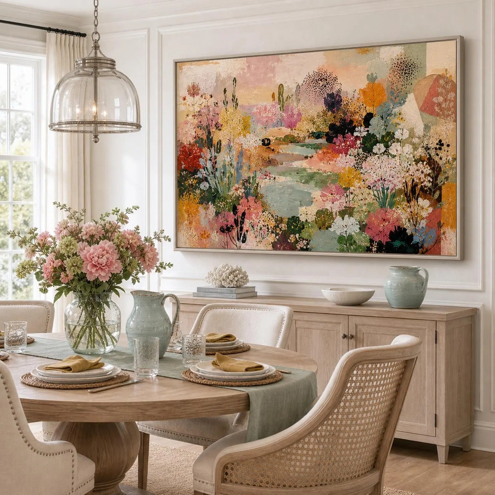 Textured Hand-Painted Floral Landscape Wall Art