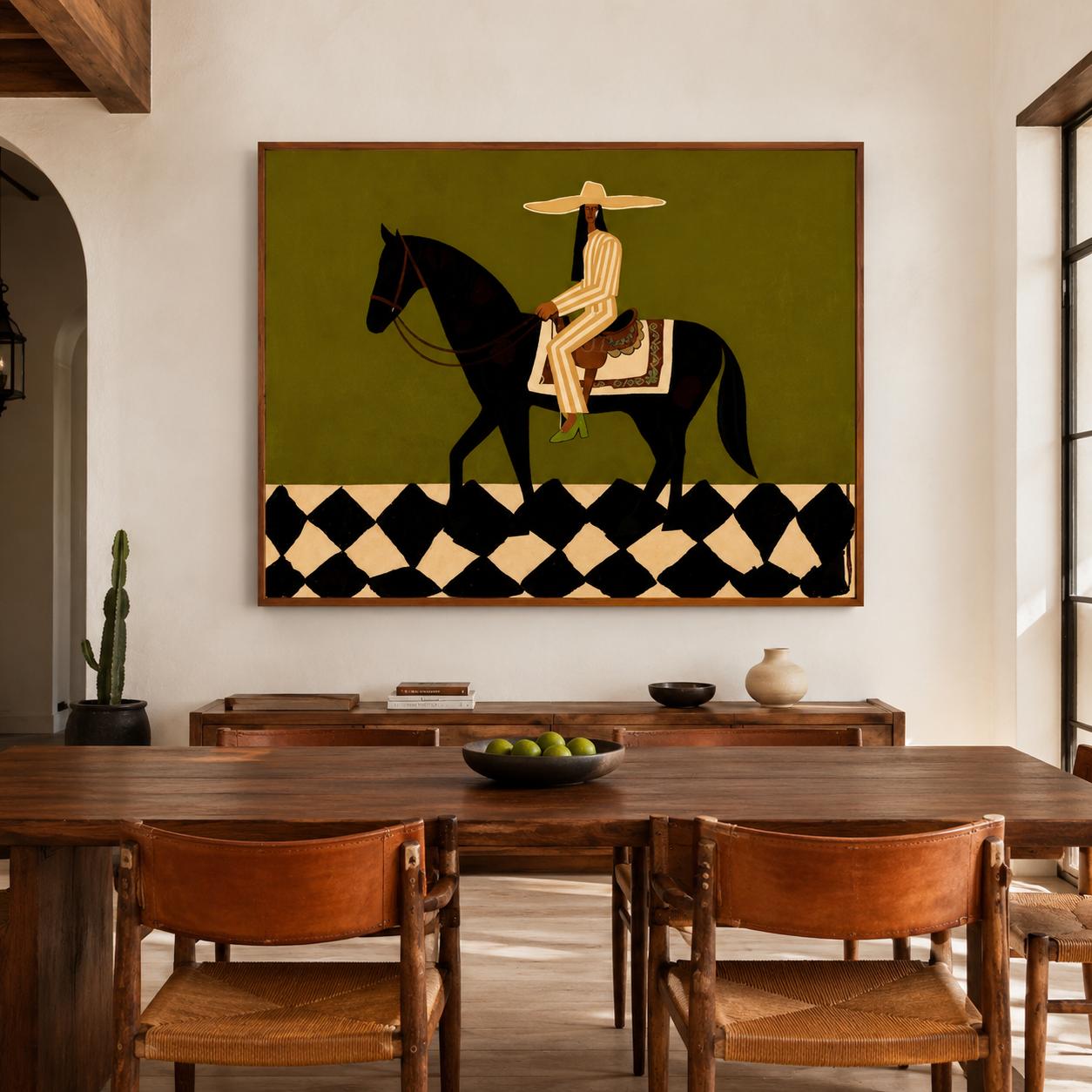 Western horse wall art with elegant black horse