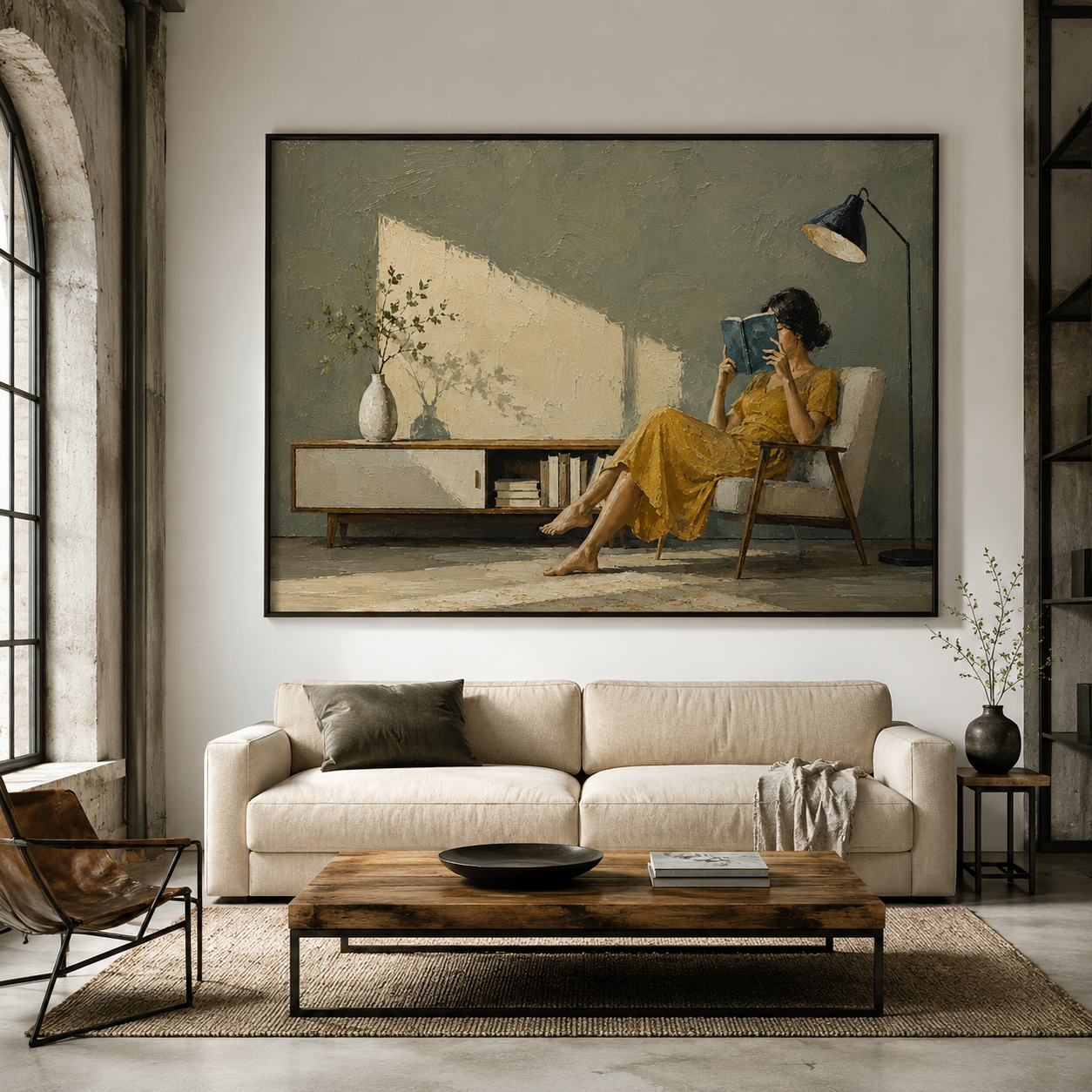 Woman reading painting for bedroom and library walls