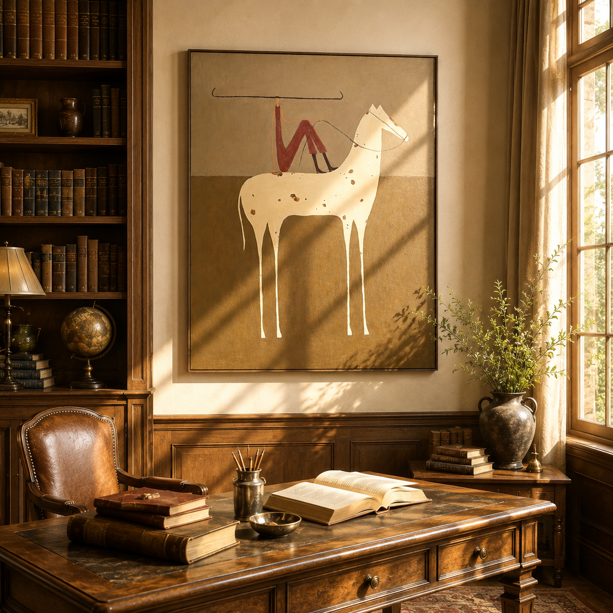 Ivory Trail | Hand-Painted White Horse Wall Art | Modern Western Oil Painting