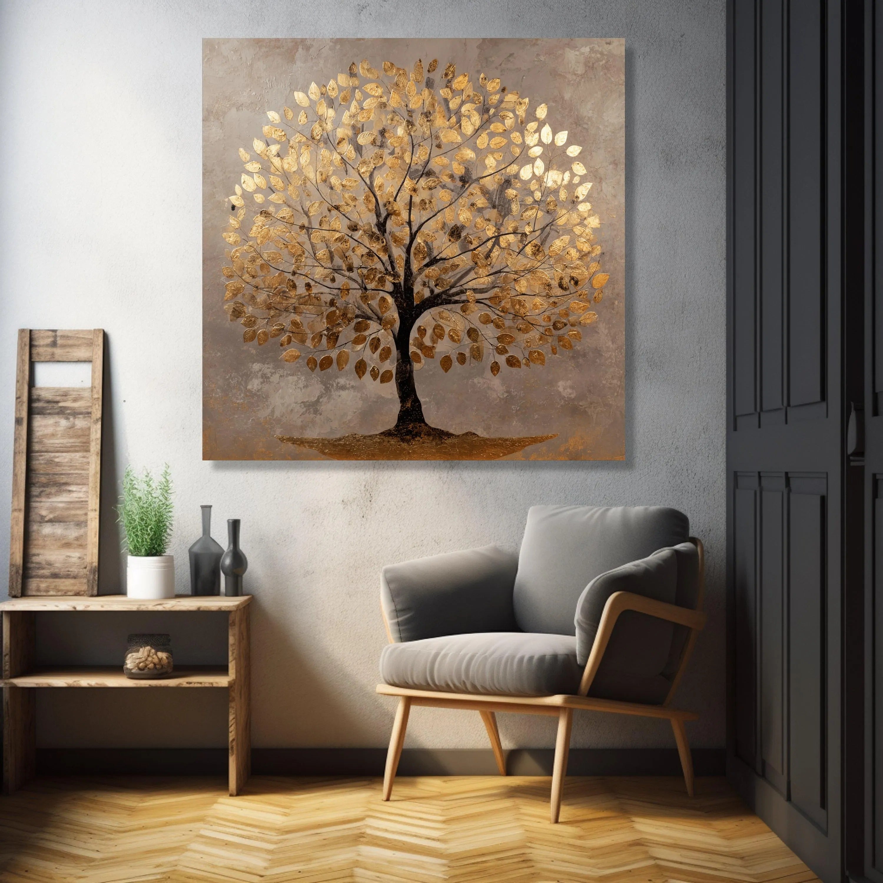 Leaves of Gold - Large Textured Painting