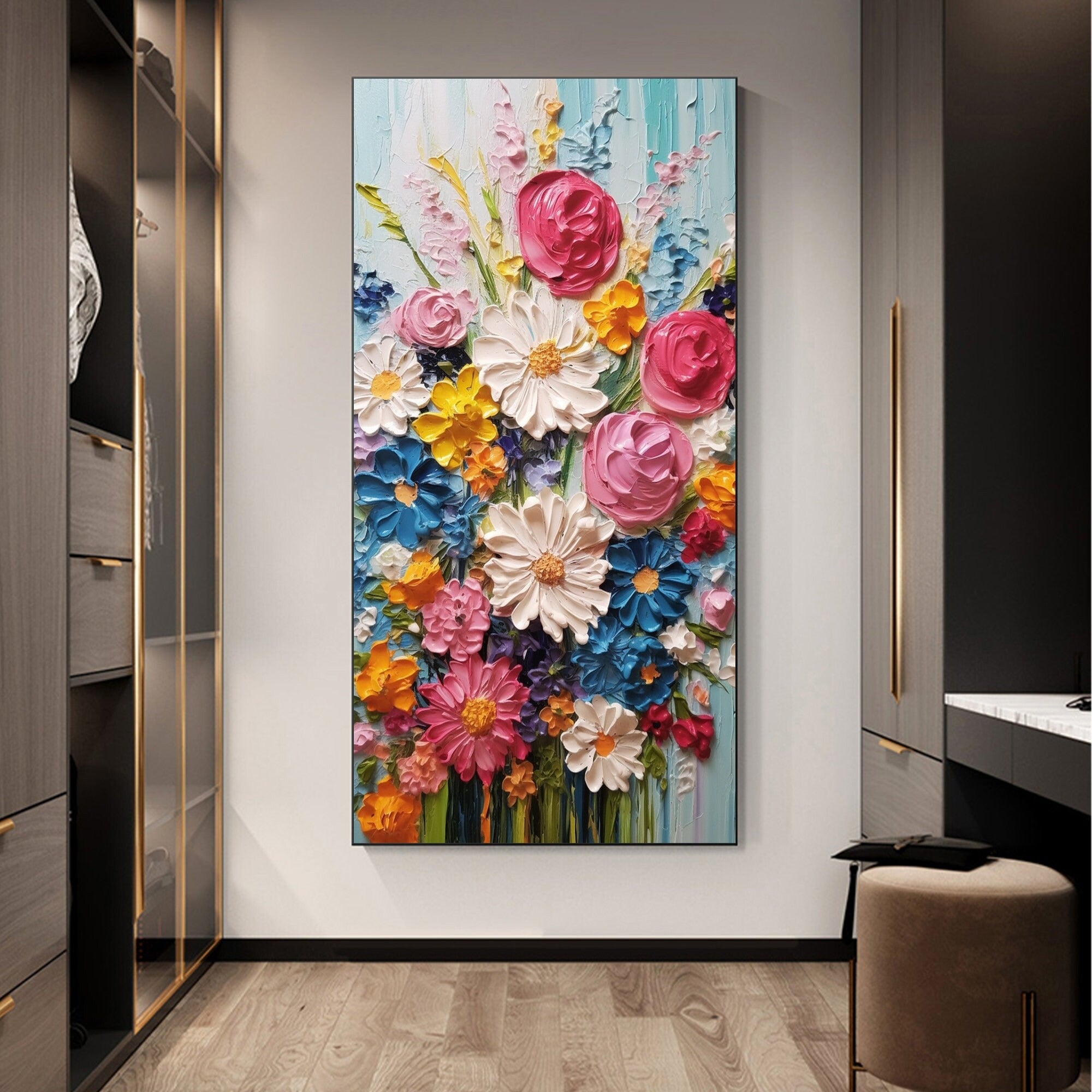 Flowers Art - Large Textured Painting