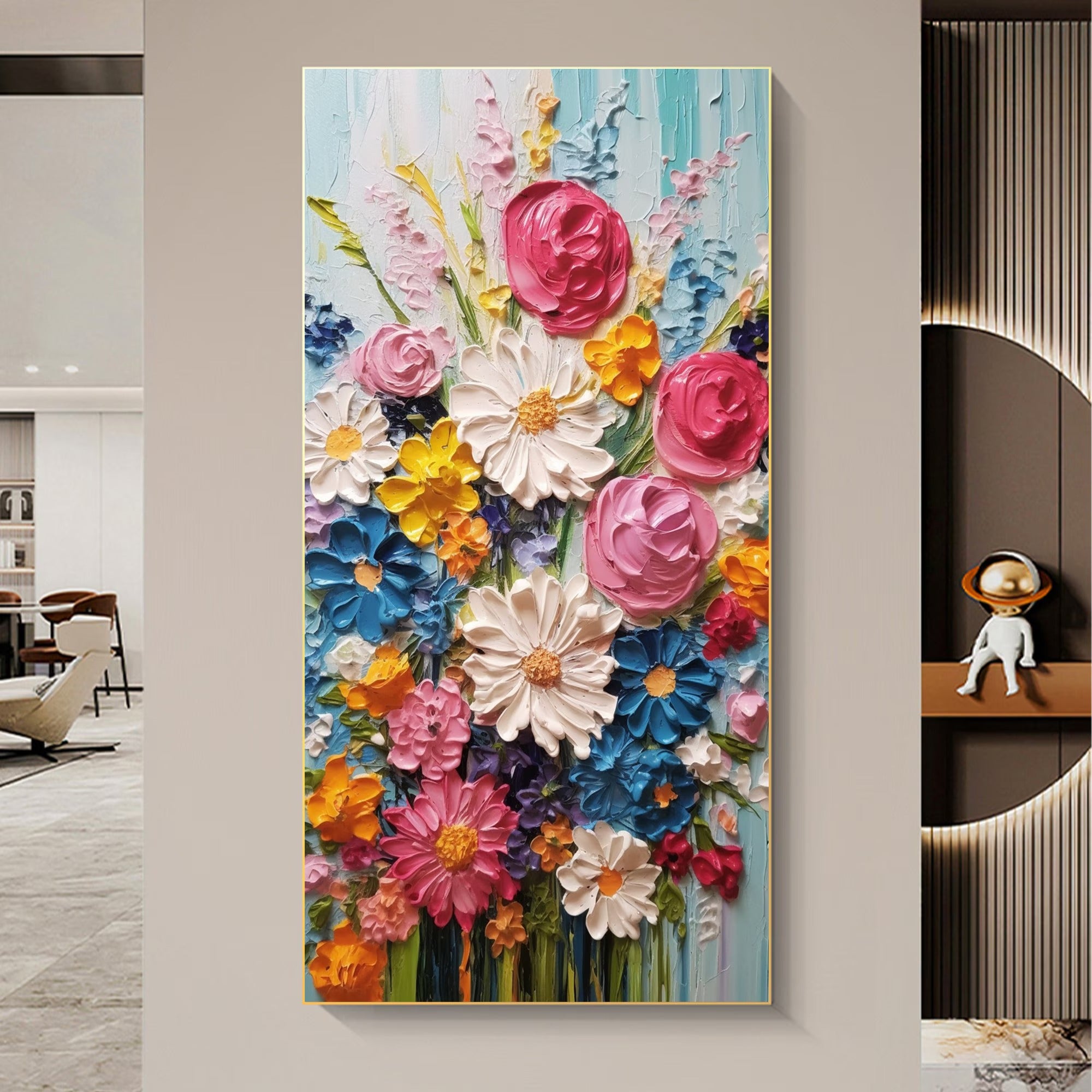 Flowers Art - Large Textured Painting