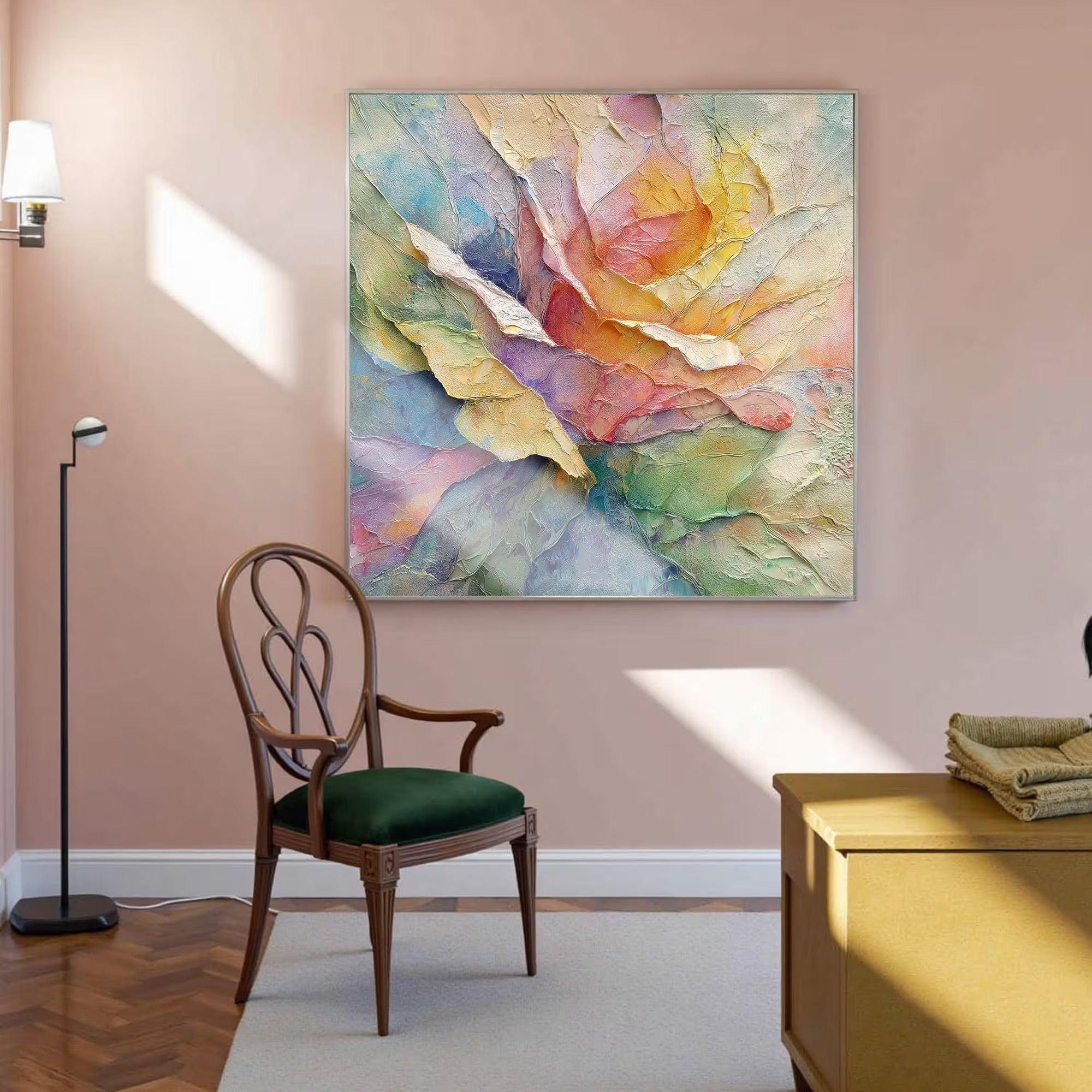 First Light of Bloom - Large Abstract Textured Painting