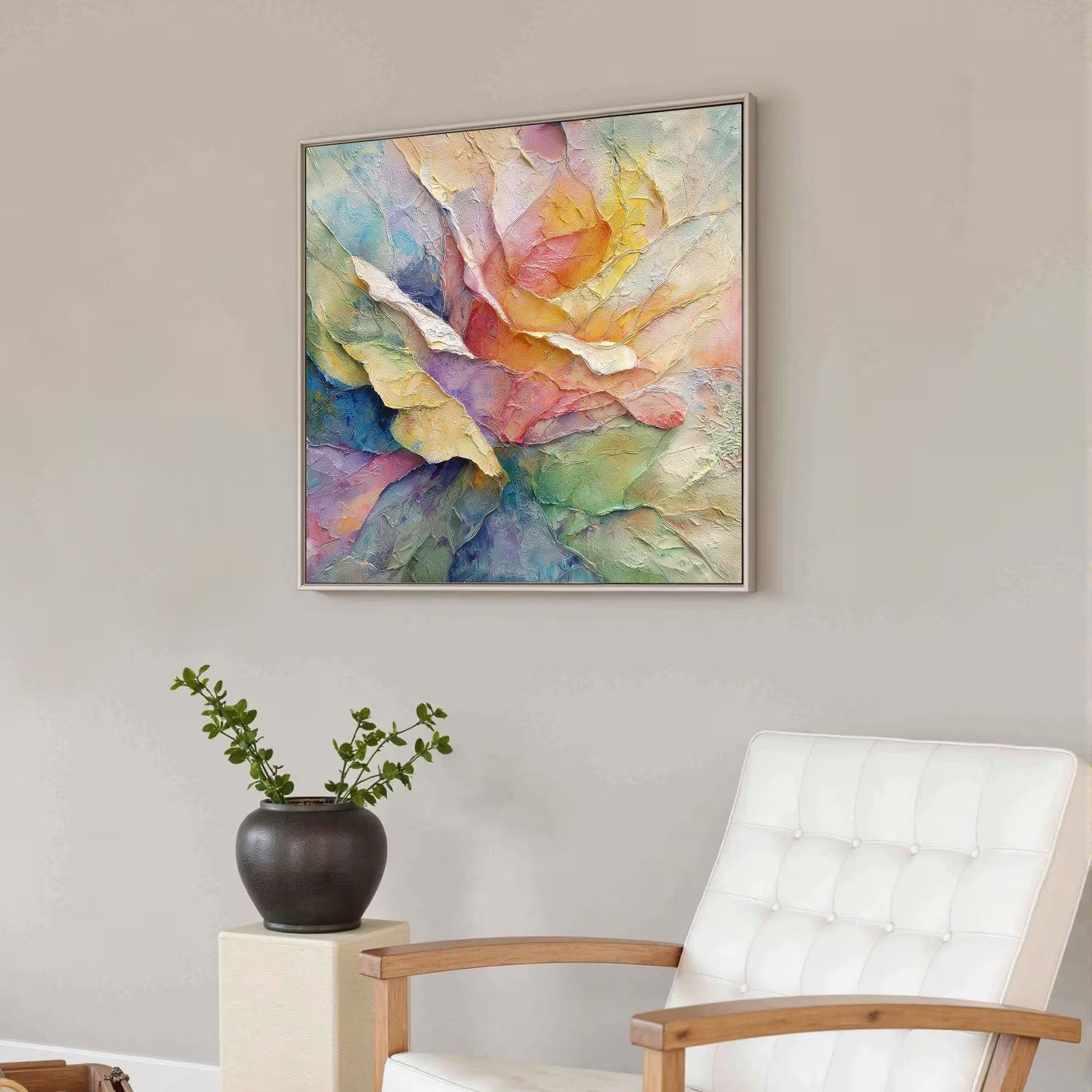 First Light of Bloom - Large Abstract Textured Painting