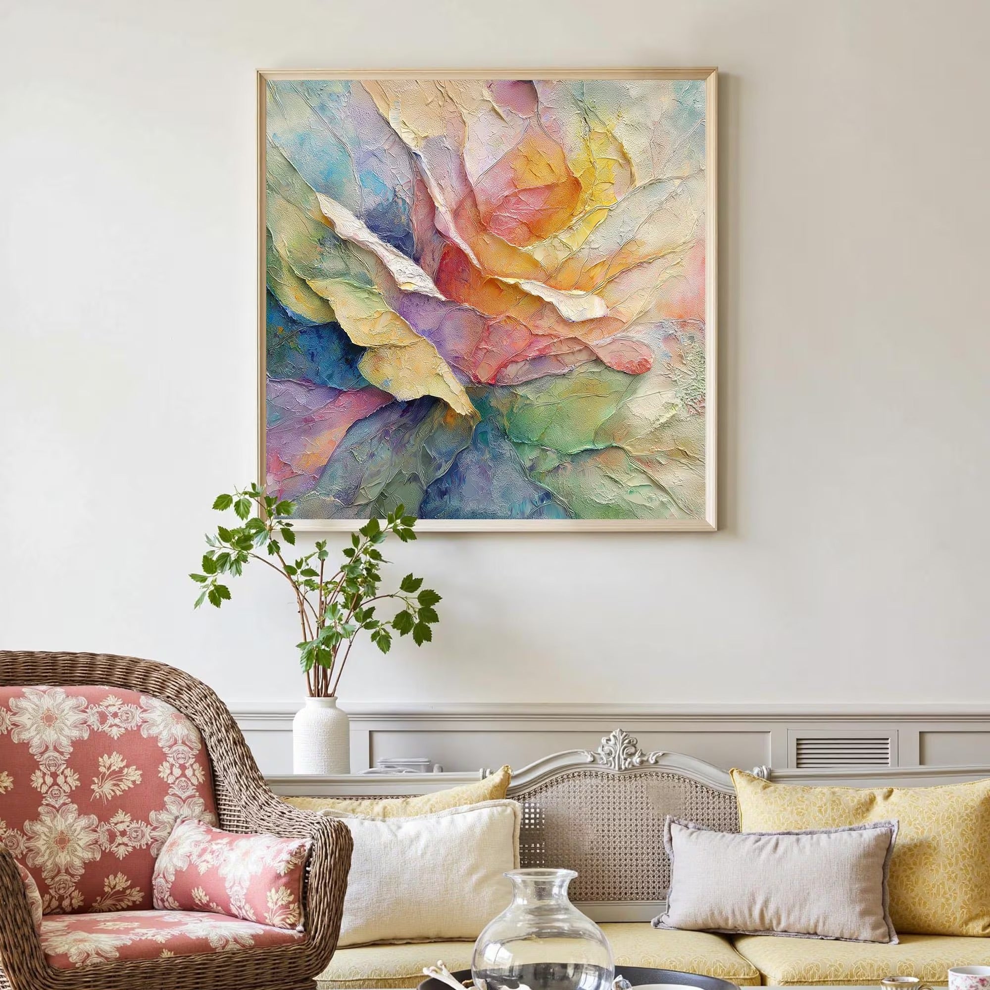 First Light of Bloom - Large Abstract Textured Painting