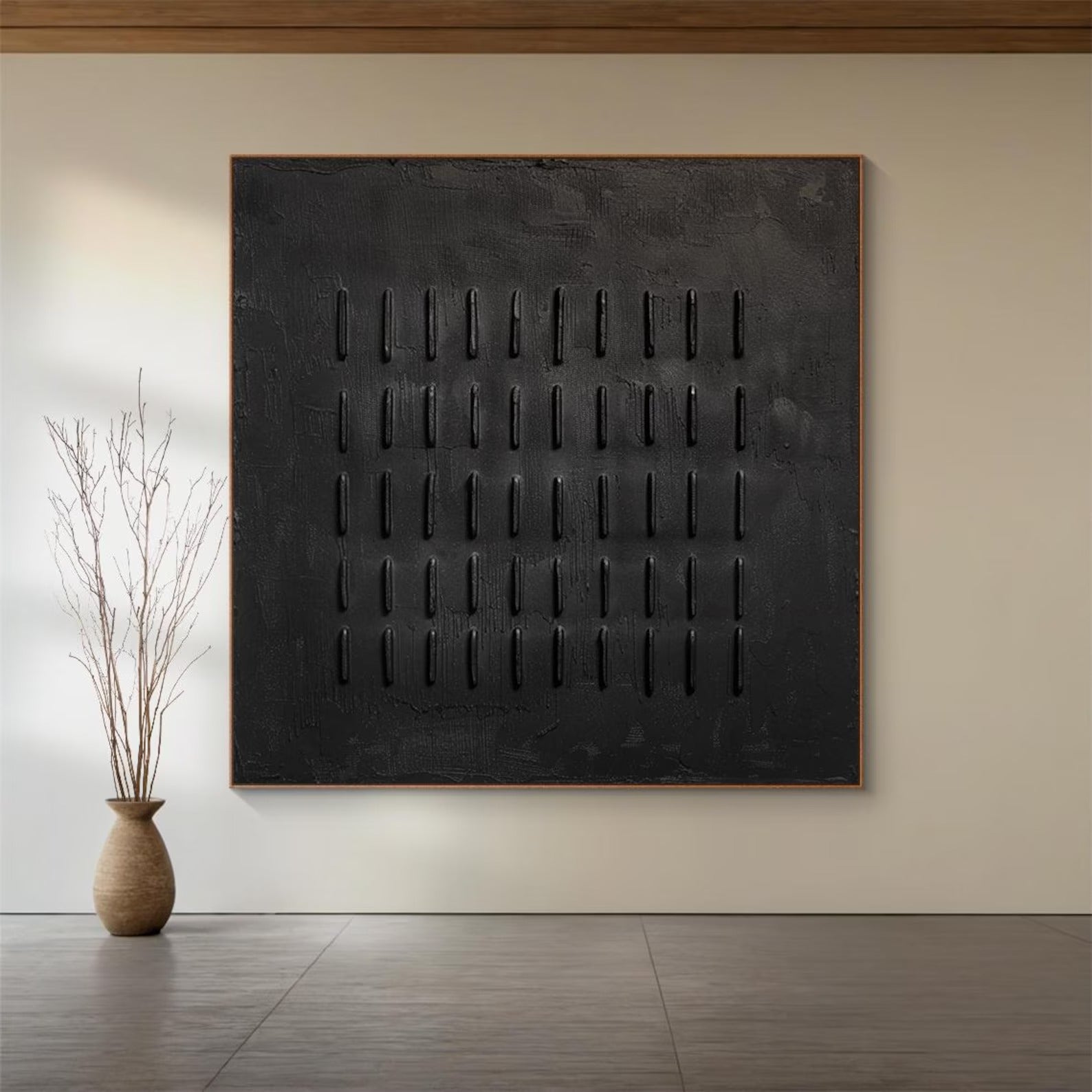 The Grace of Black - Large Abstract Textured Painting