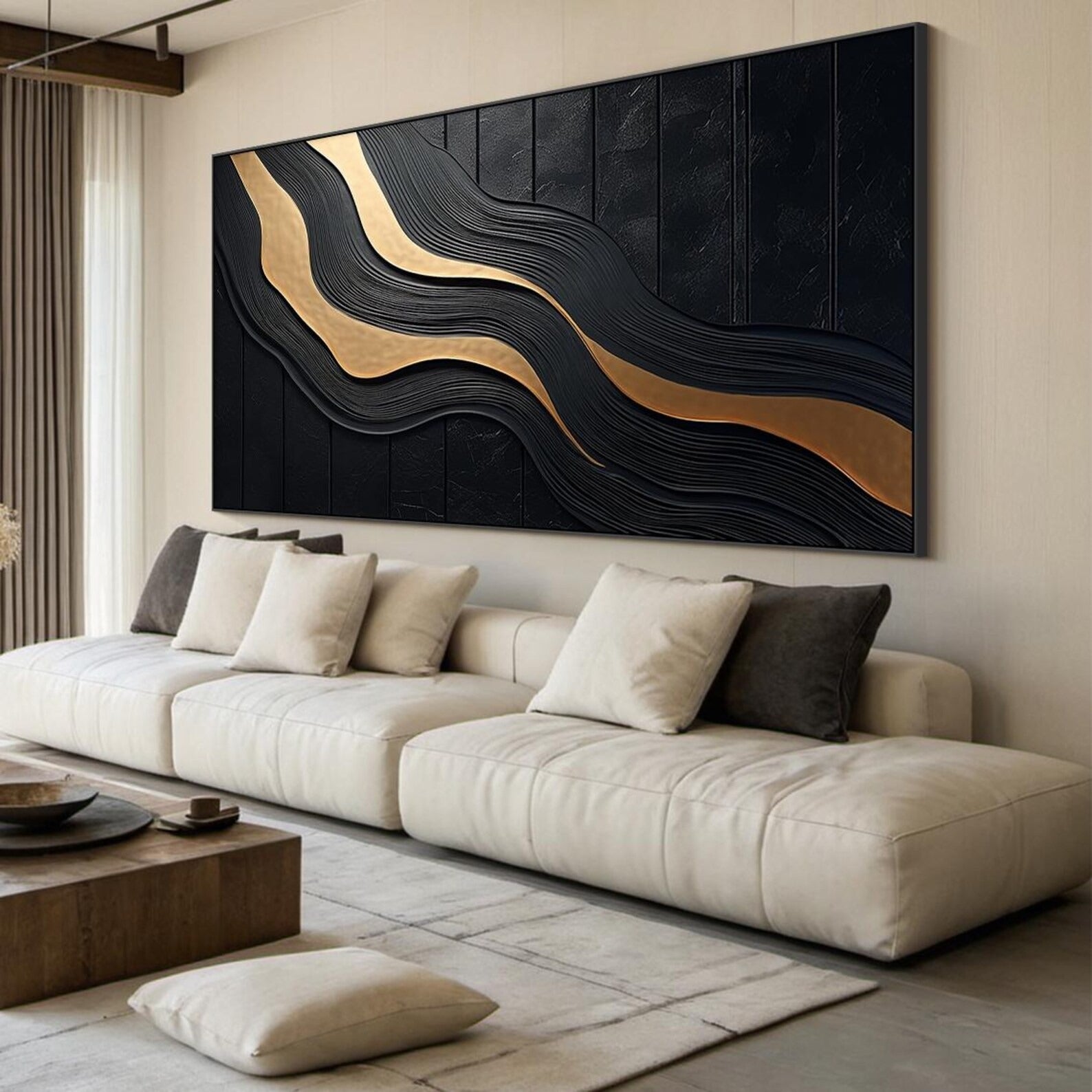 The Golden Void - Large Abstract Textured Painting