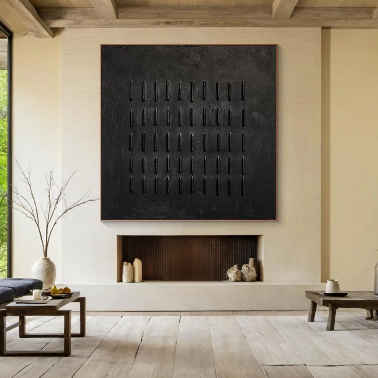 The Grace of Black - Large Abstract Textured Painting