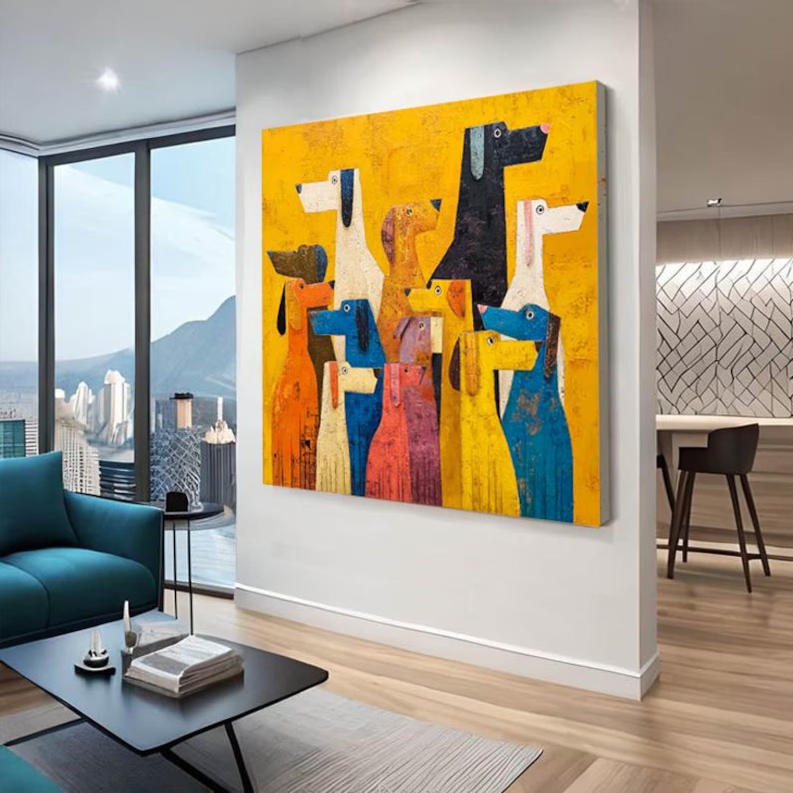 The Happy Herd - Large Textured Painting