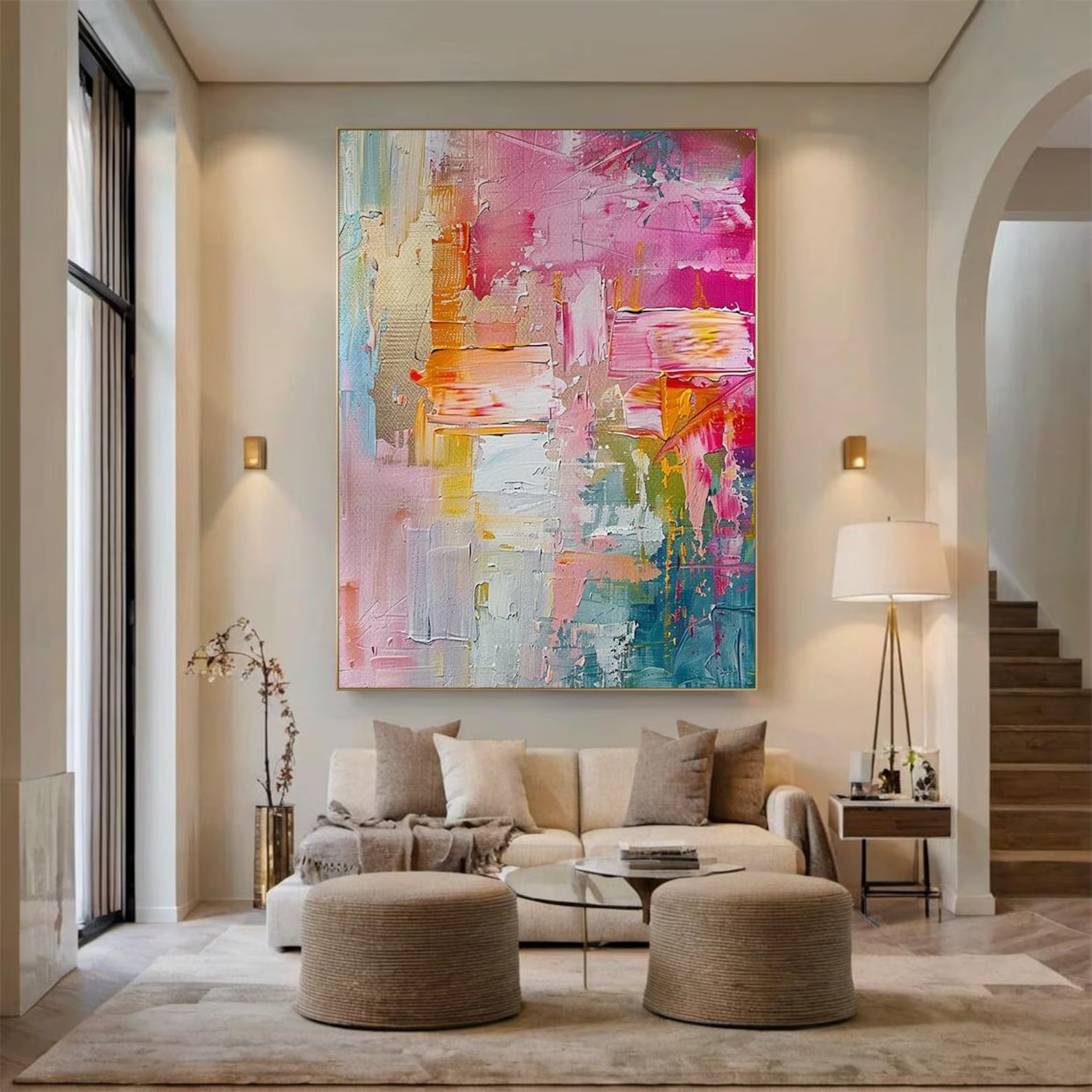 Soft Landing - Large Abstract Textured Painting