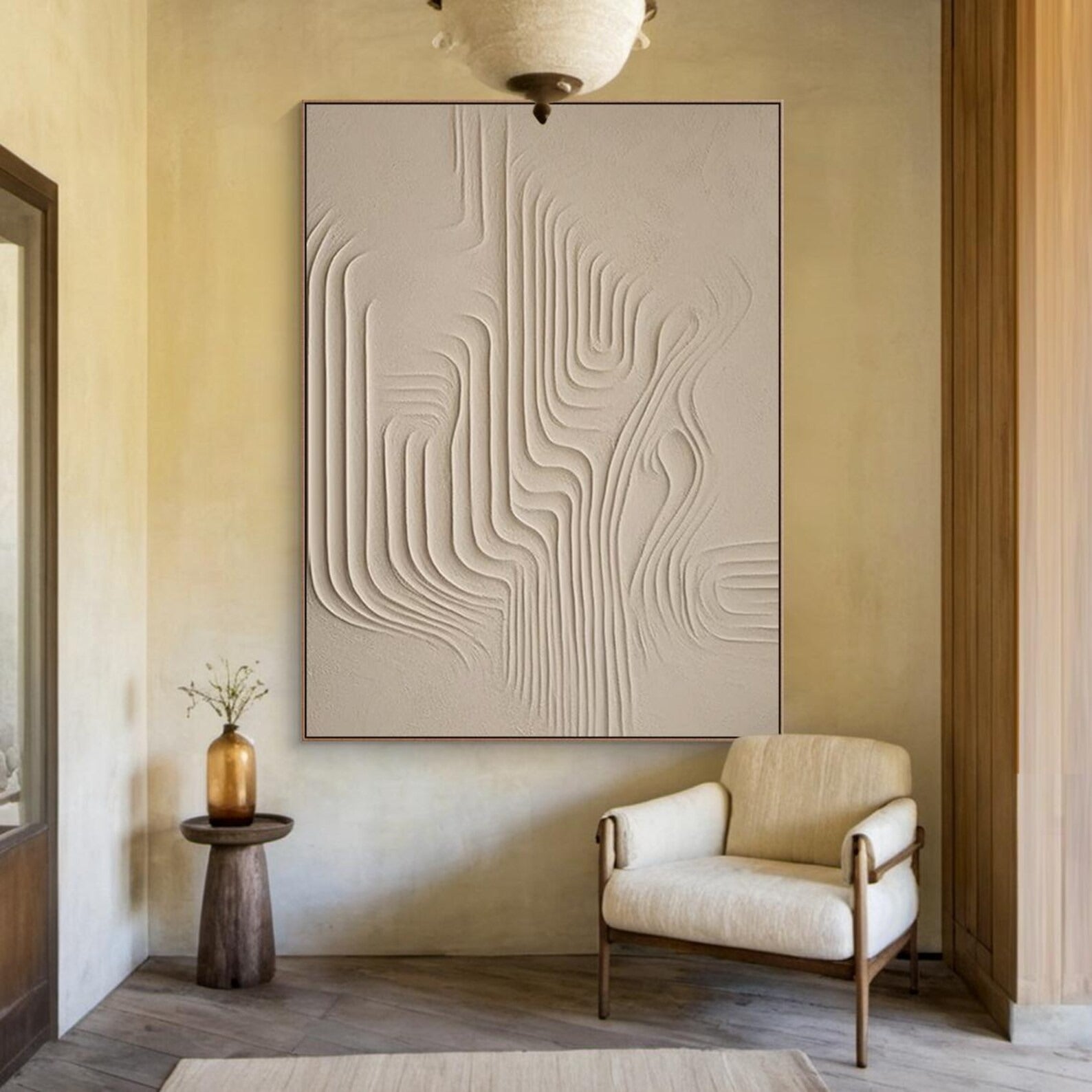 Carved Line - Large Abstract Textured Painting