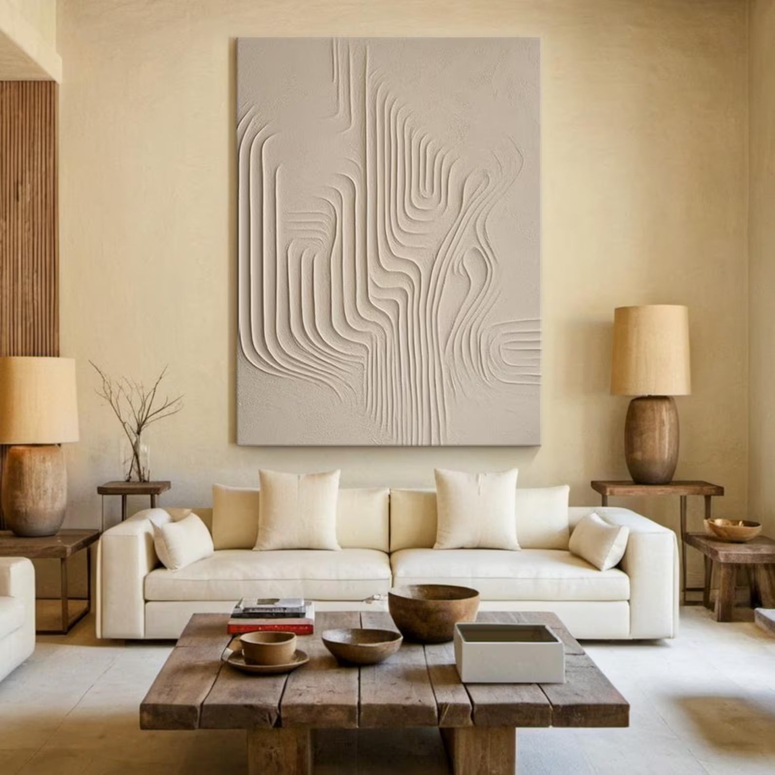 Carved Line - Large Abstract Textured Painting