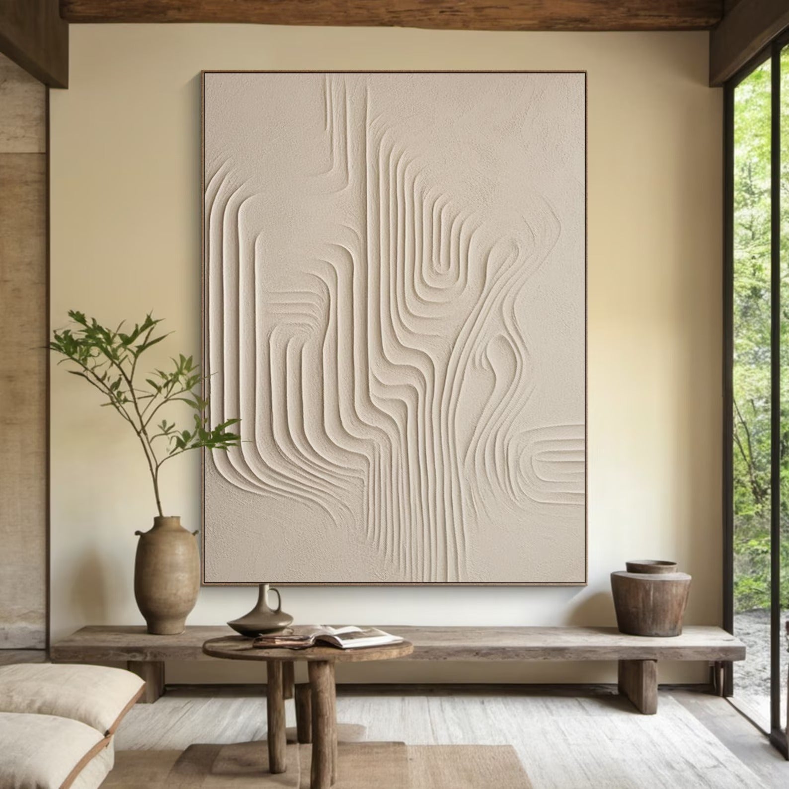 Carved Line - Large Abstract Textured Painting