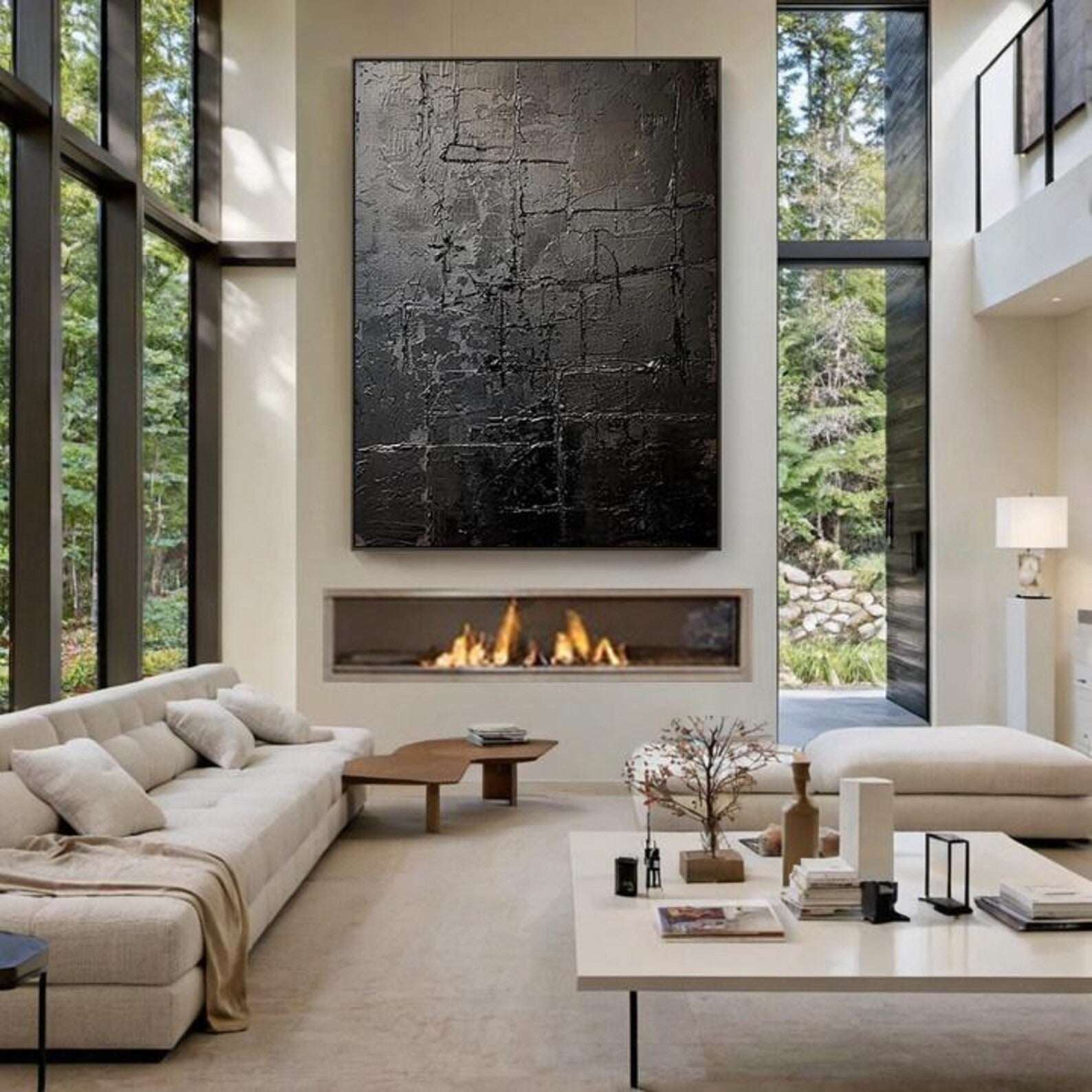 Black Texture Art - Large Abstract Textured Painting