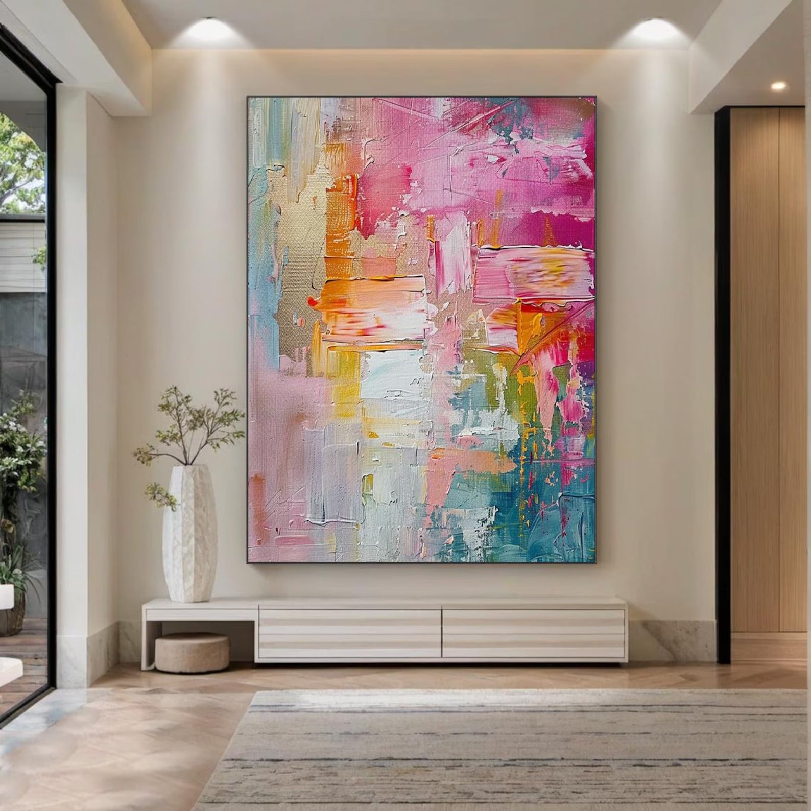 Soft Landing - Large Abstract Textured Painting