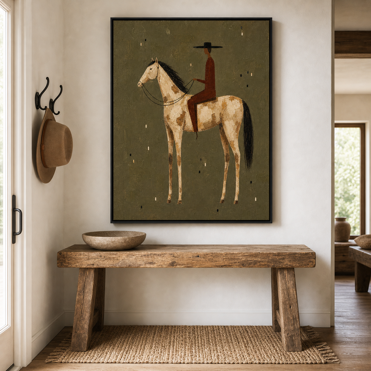 Original Hand Painted Horse Painting, Dappled Horse Rider Canvas Wall Art