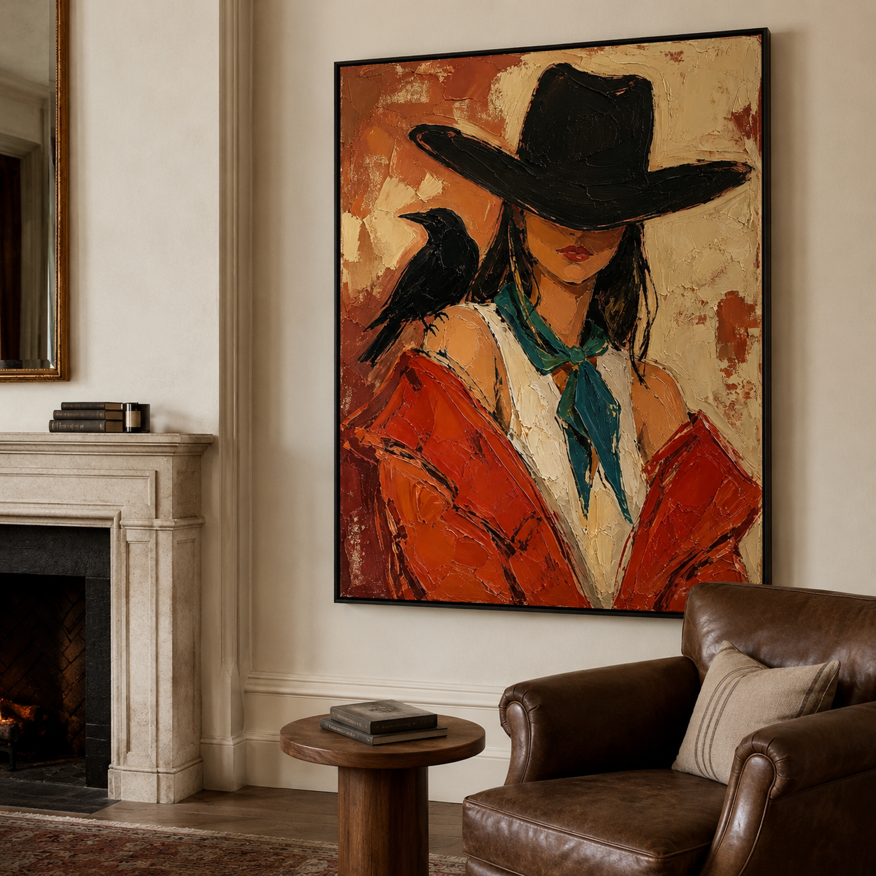 Modern Western portrait wall art for living room decor