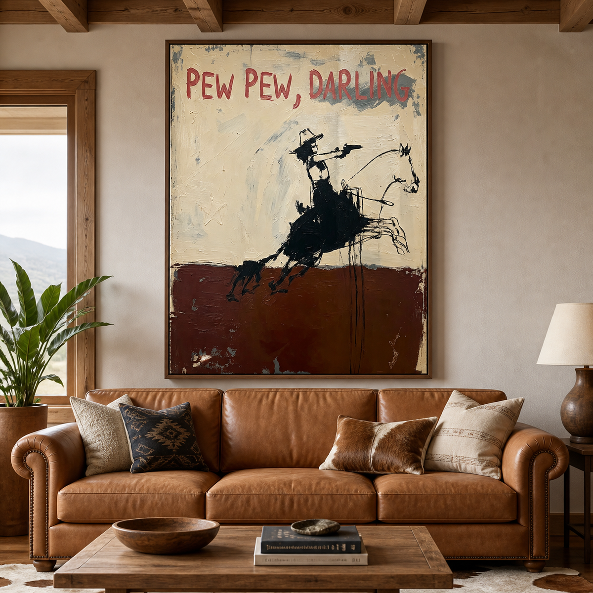 Pew Pew Darling Cowgirl Wall Art | Wild West Motto