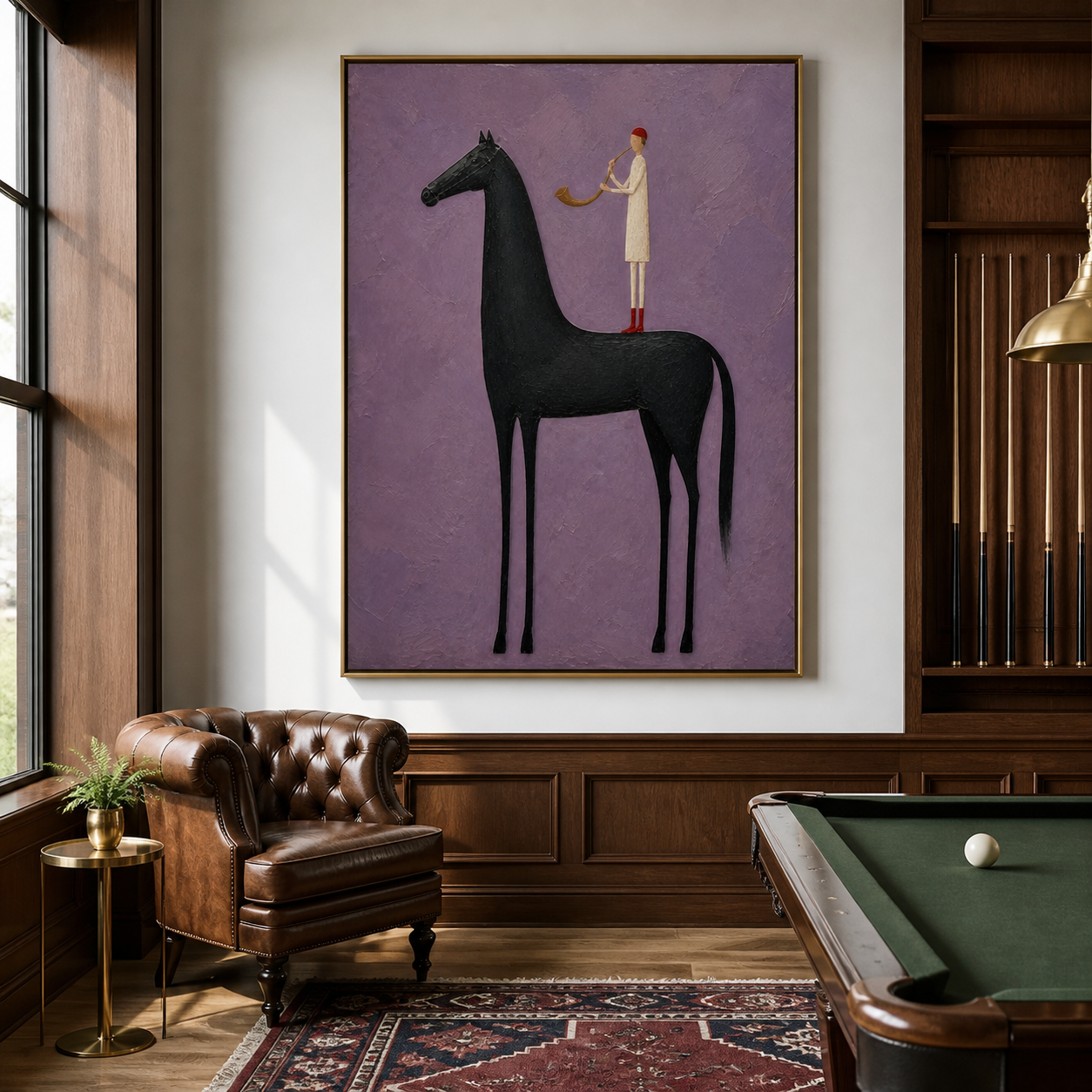 Vintage Americana Musical Horse Art | Violet Horn