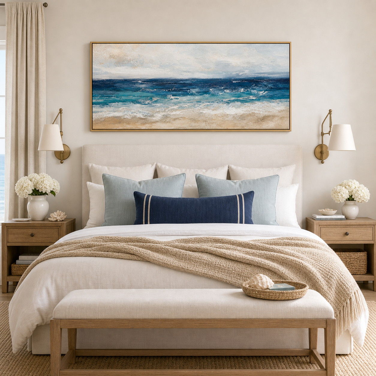 Abstract Ocean Horizon Framed Canvas Wall Art