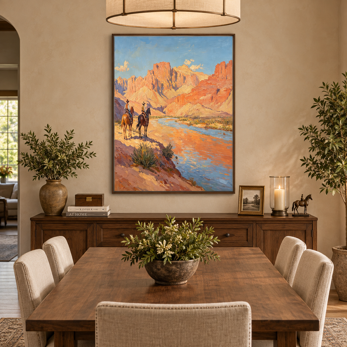 Western Cowboy Wall Art | Riders Along the Canyon River