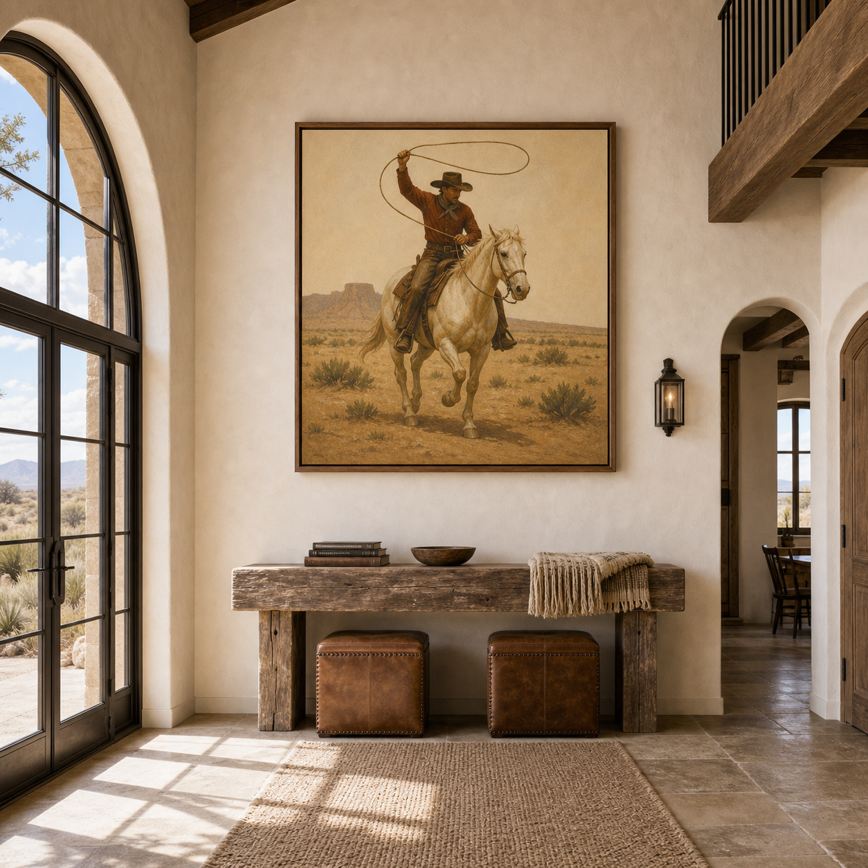 The Last Loop | Hand-Painted Cowboy Wall Art | Western Horse Oil Painting