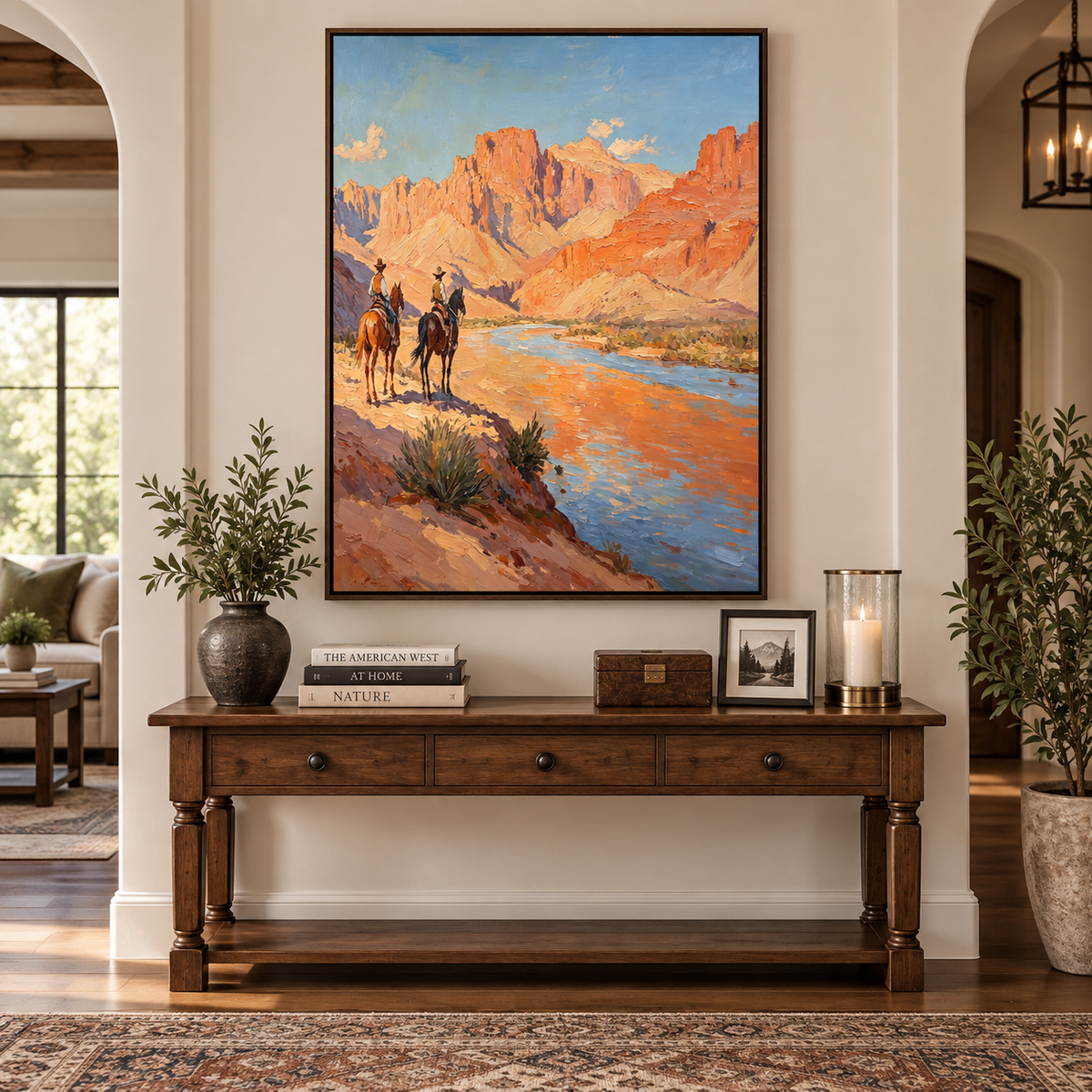 Western Cowboy Wall Art | Riders Along the Canyon River