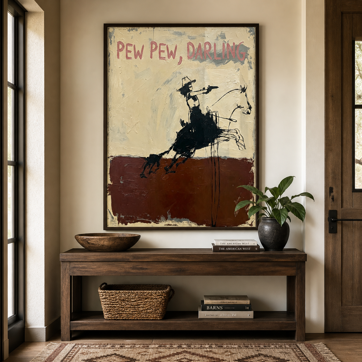 Pew Pew Darling Cowgirl Wall Art | Wild West Motto