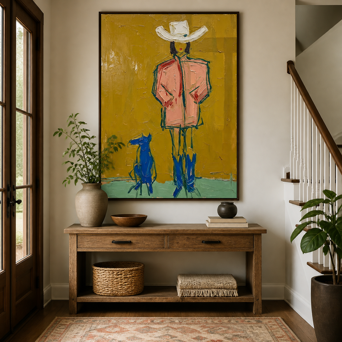 Cowboy and Dog Wall Art | Blue Heel Companion