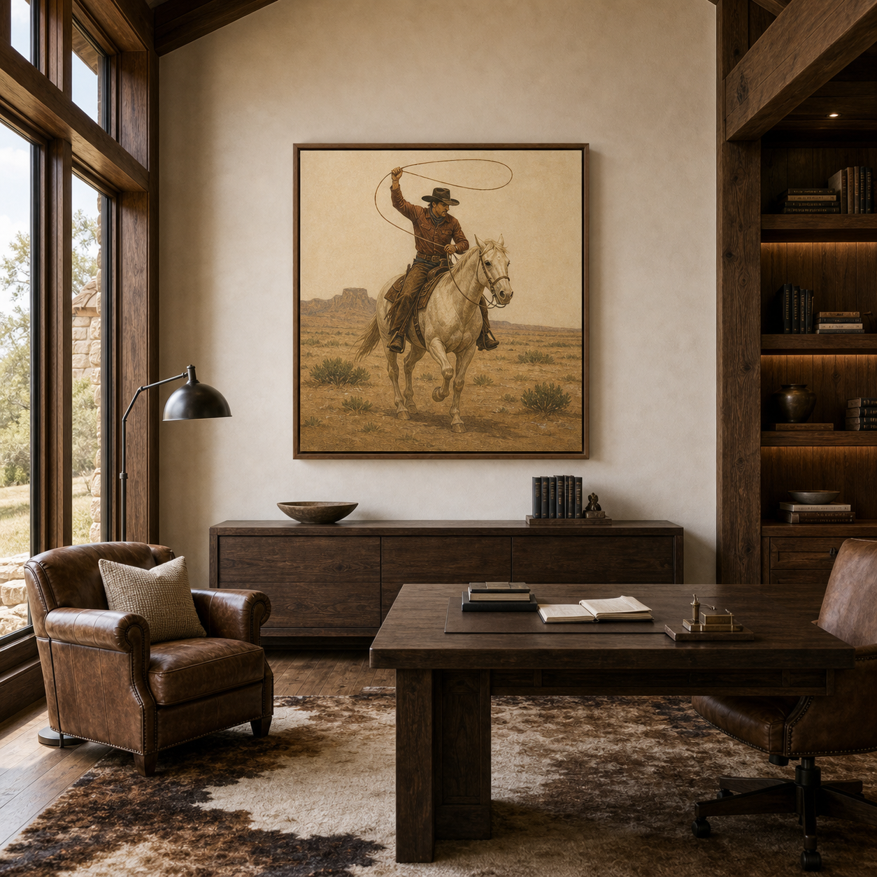 The Last Loop | Hand-Painted Cowboy Wall Art | Western Horse Oil Painting