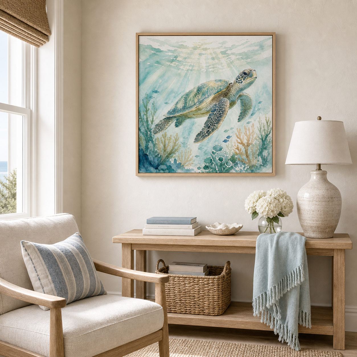 Sea Turtle Watercolor Framed Wall Art