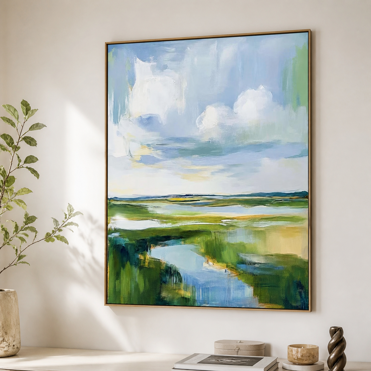 Abstract Coastal Landscape Wall Art | Open Marsh Sky