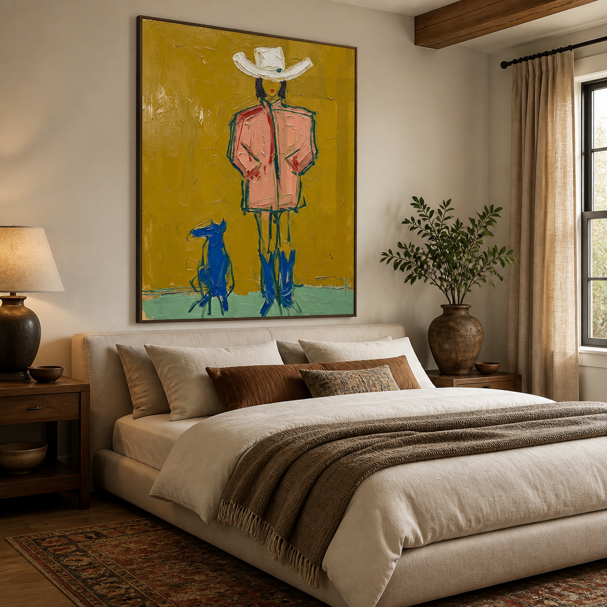 Cowboy and Dog Wall Art | Blue Heel Companion