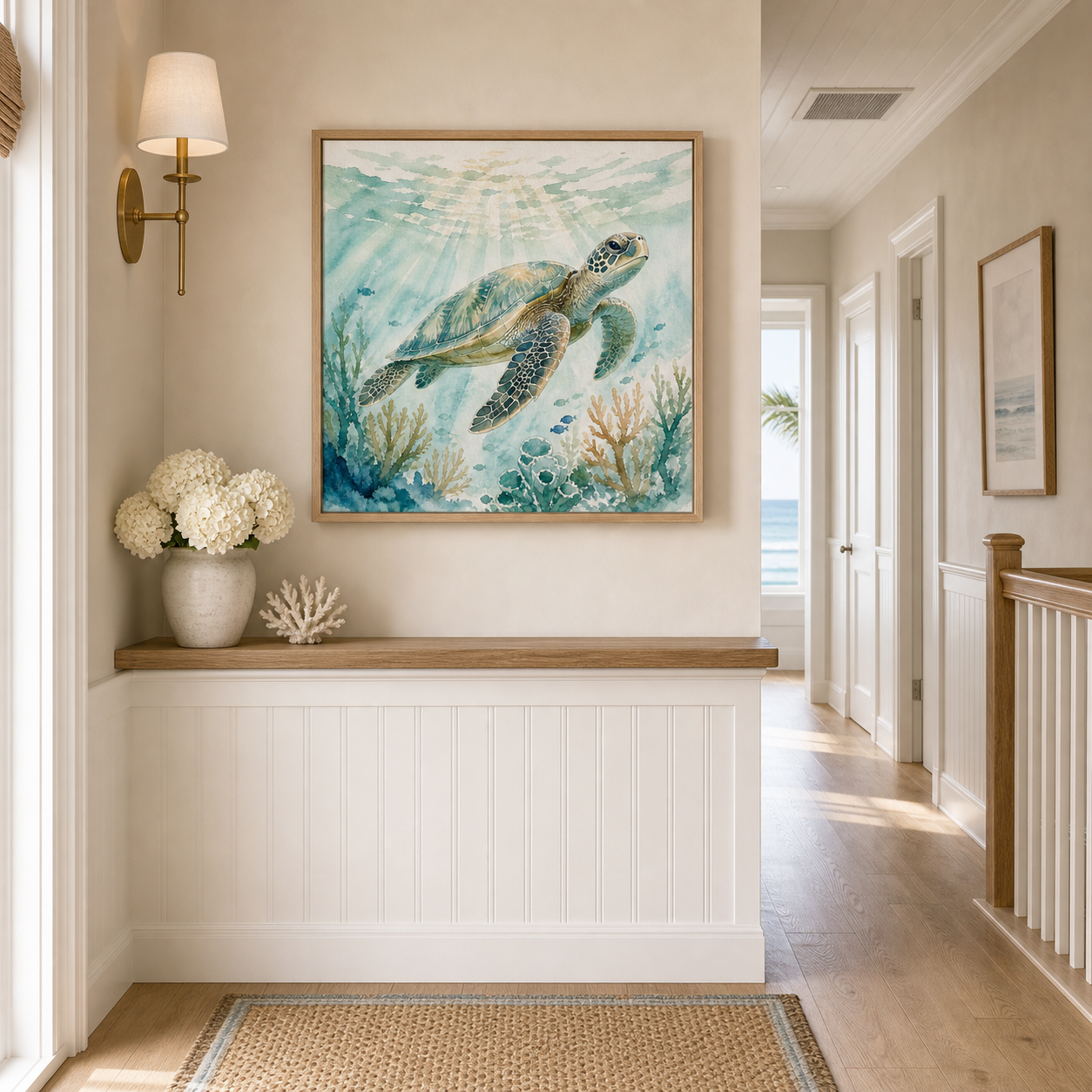 Sea Turtle Watercolor Framed Wall Art
