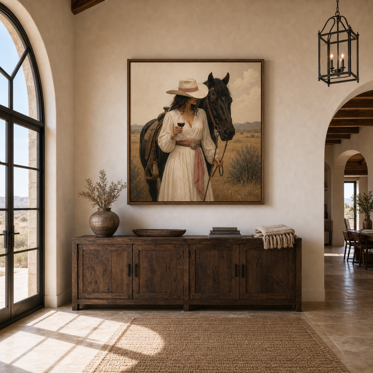Whispers of the Prairie | Hand-Painted Cowgirl & Horse Wall Art | Western Oil Painting