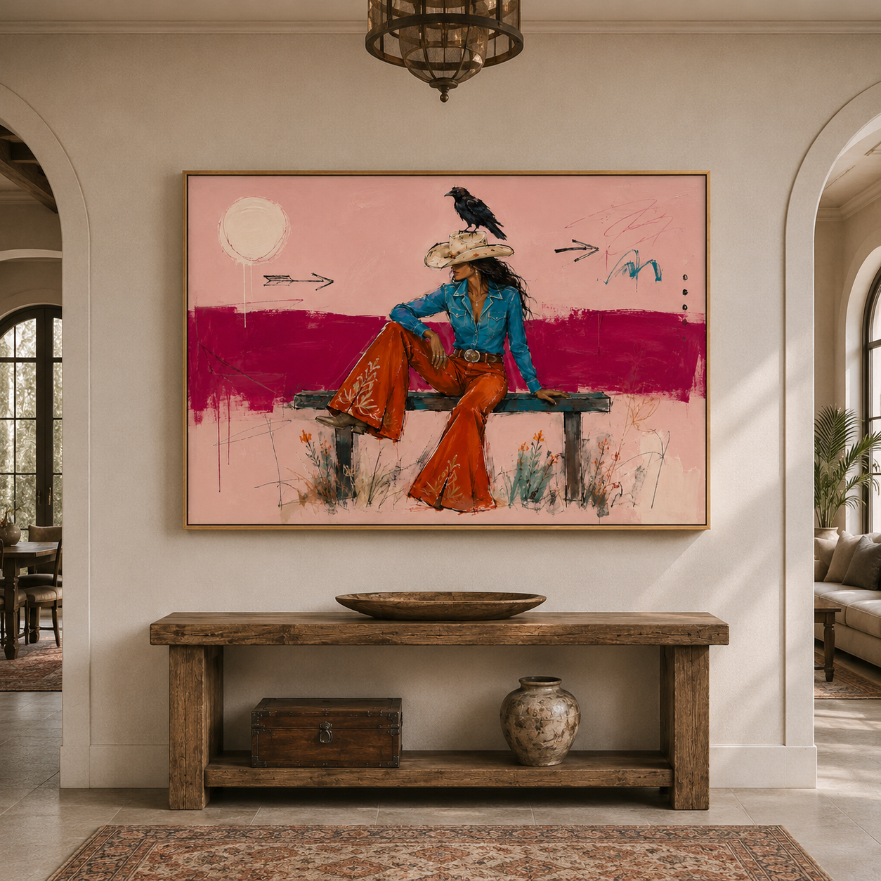 Wild & Fearless | Hand-Painted Modern Cowgirl Wall Art | Contemporary Western Oil Painting