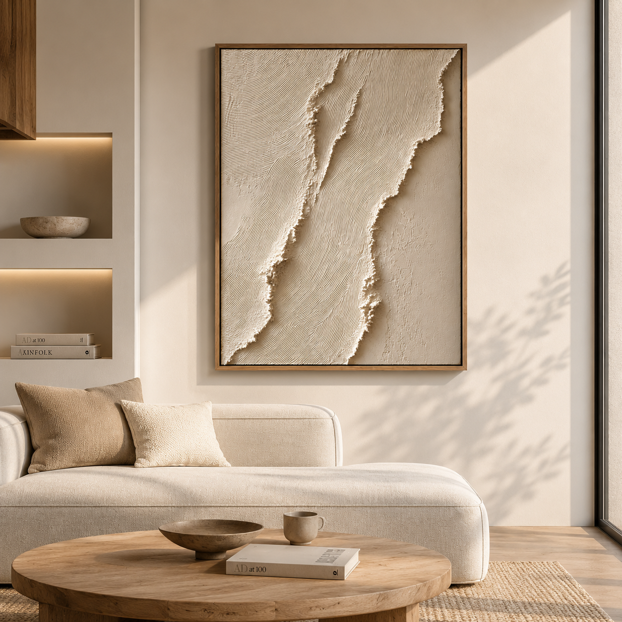 Quiet Form – Minimalist Textured Canvas Wall Art, Neutral Wabi-Sabi Painting for Modern Living Room Decor