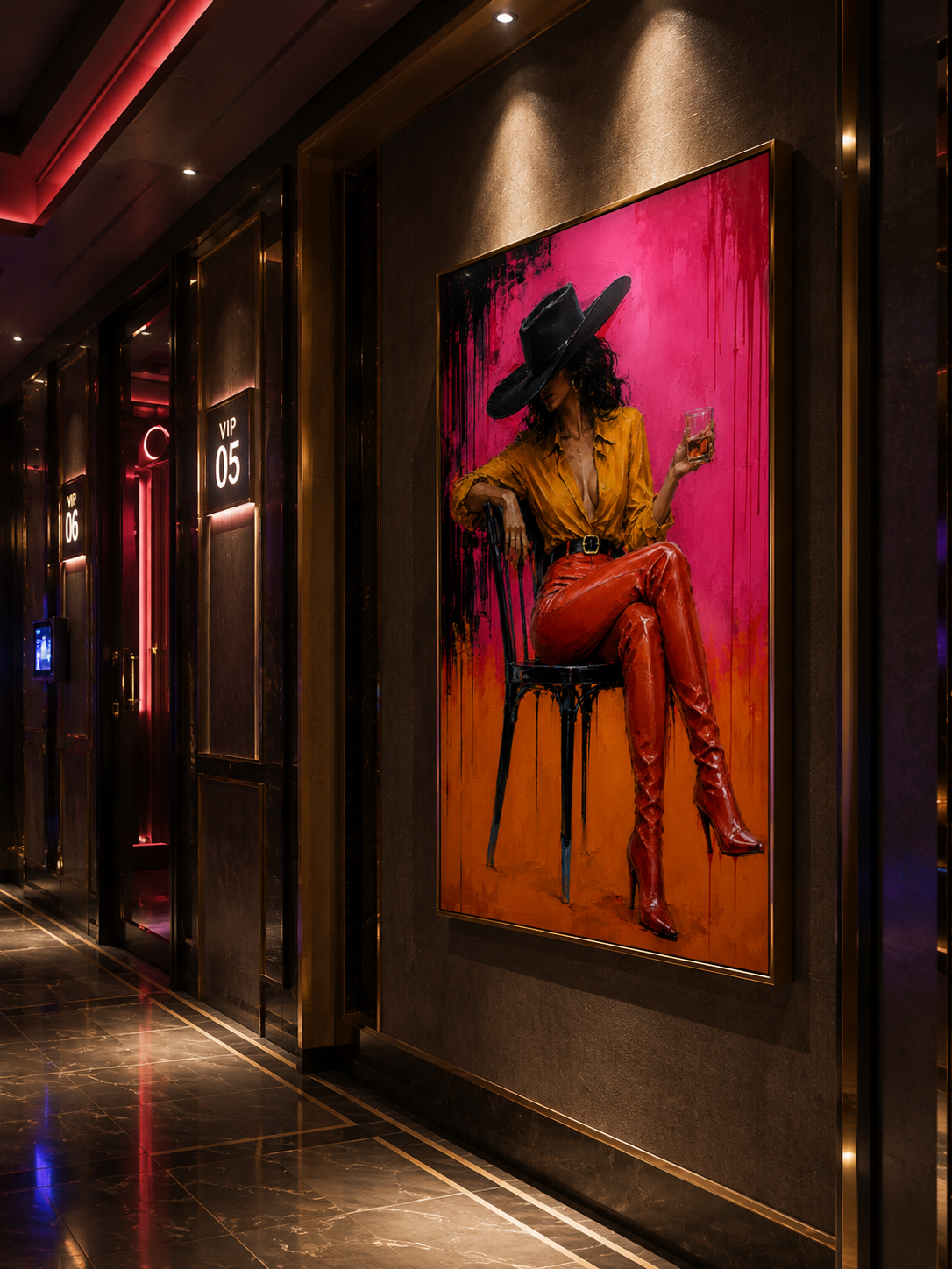 Midnight Velvet | Hand-Painted Luxury Cowgirl Wall Art | Modern Western Fashion Oil Painting
