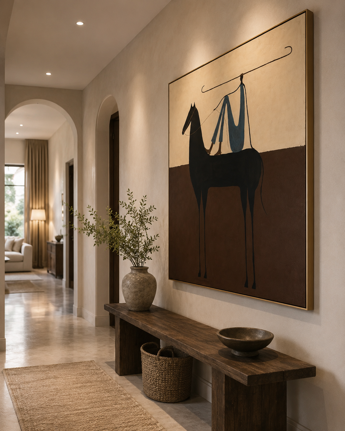 Quiet Saddle | Hand-Painted Minimalist Horse Wall Art | Contemporary Western Equestrian Oil Painting