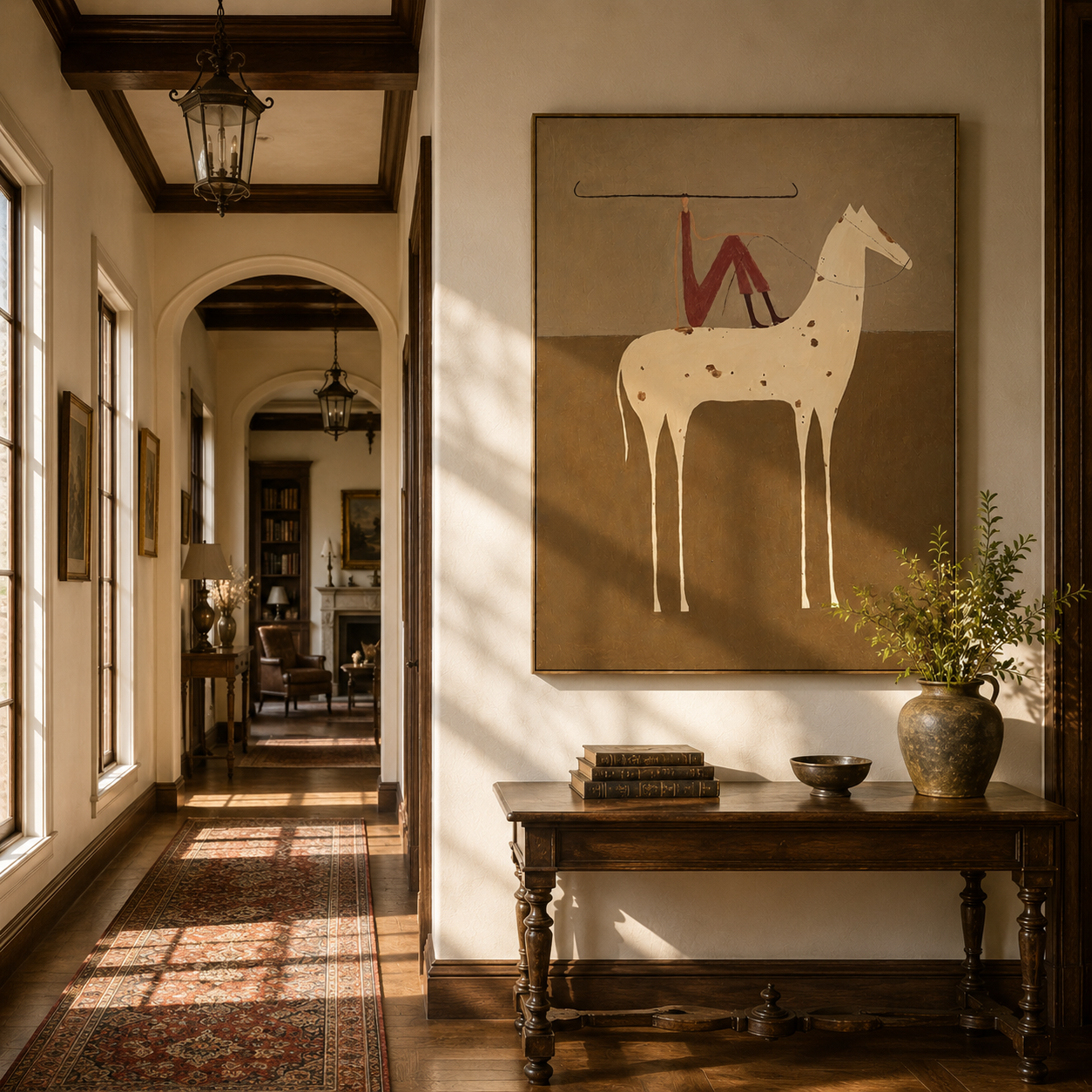 Ivory Trail | Hand-Painted White Horse Wall Art | Modern Western Oil Painting