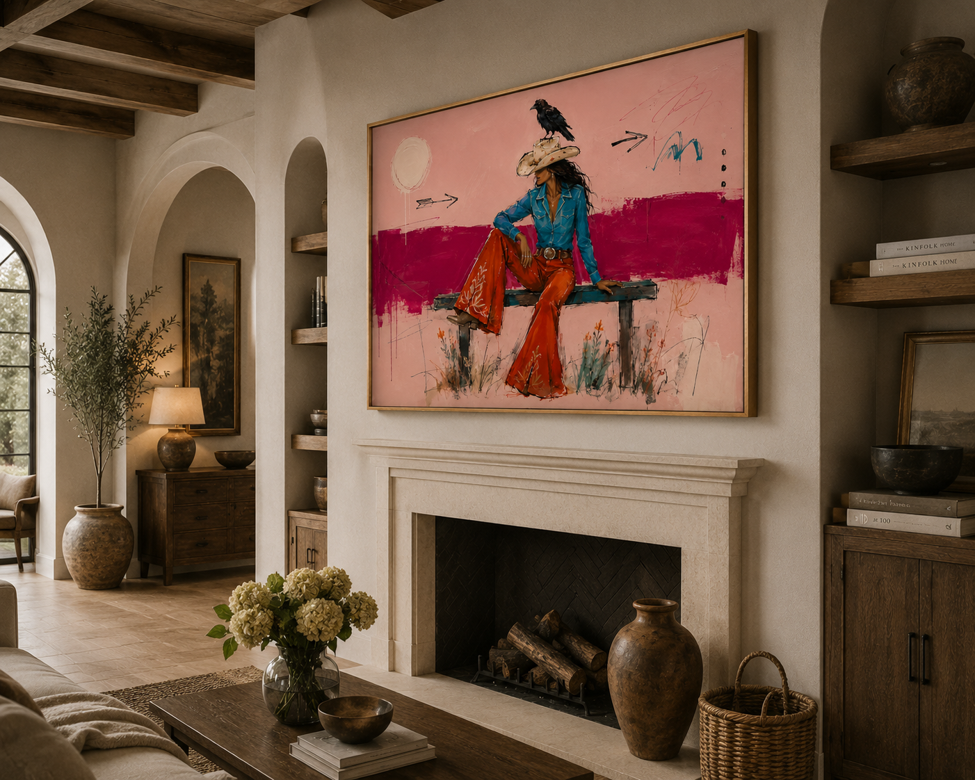 Wild & Fearless | Hand-Painted Modern Cowgirl Wall Art | Contemporary Western Oil Painting