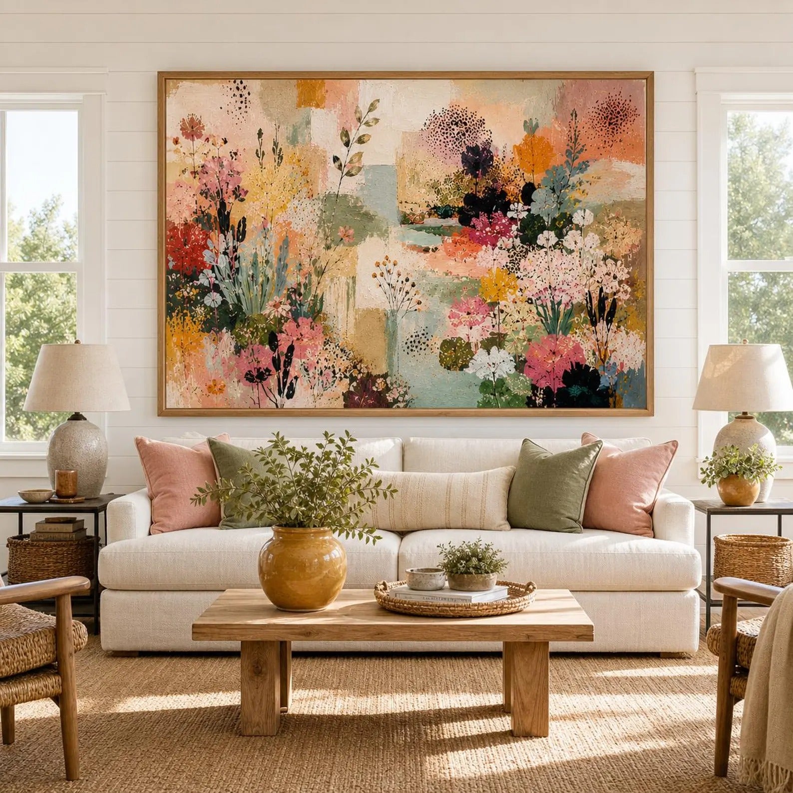 Abstract Floral Landscape Wall Art | Blush Meadow Dreams