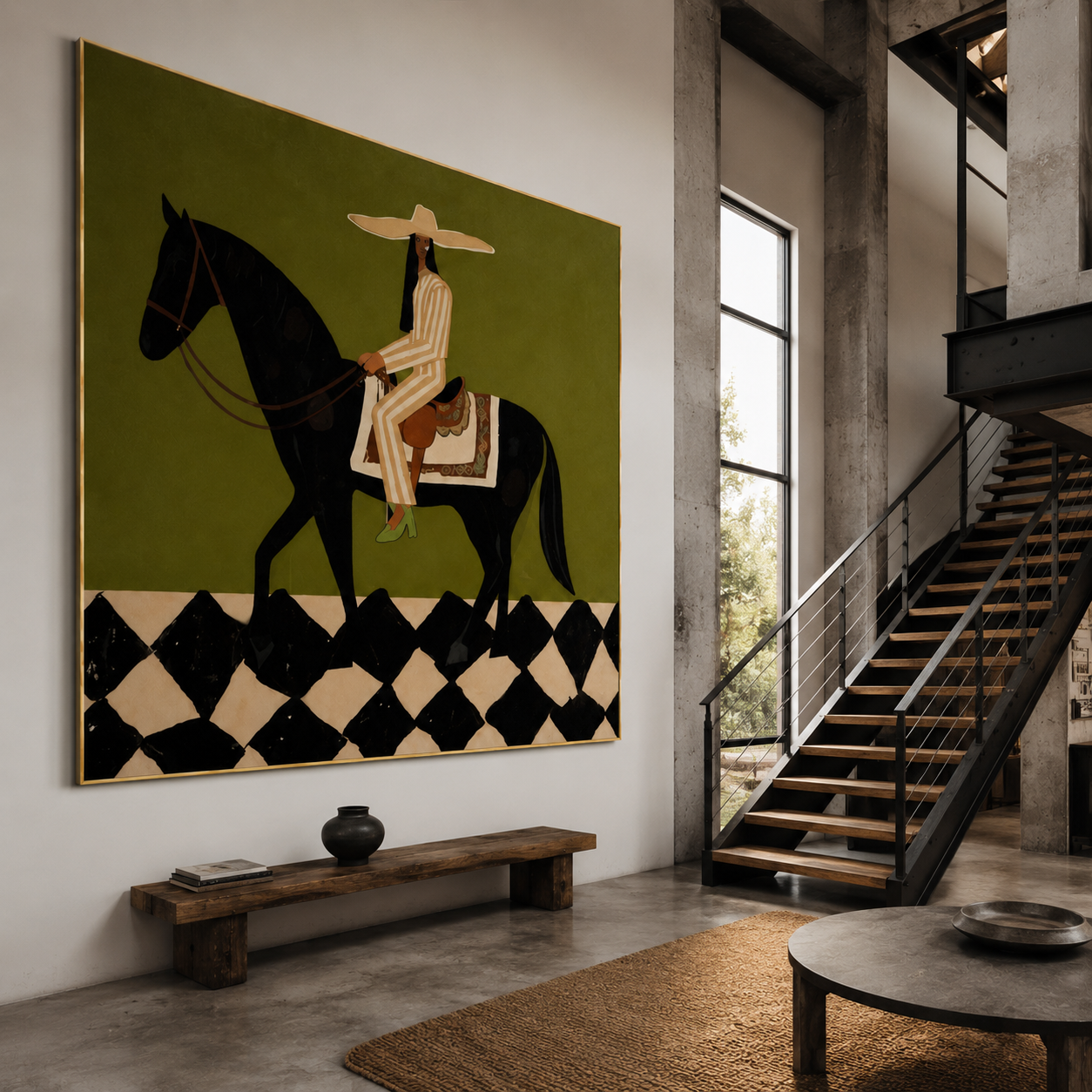 Black horse wall art for modern western decor