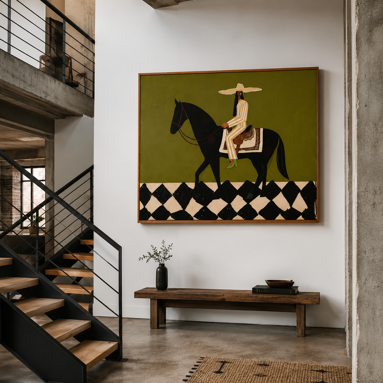Black horse wall art for modern western interiors