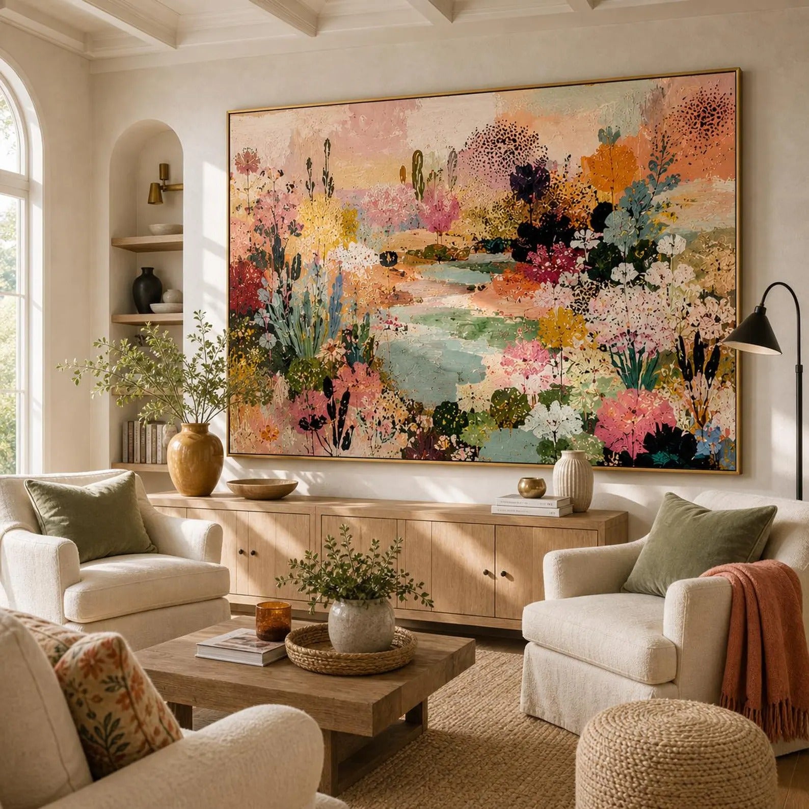 Botanical Wall Decor with Colorful Meadow Flowers